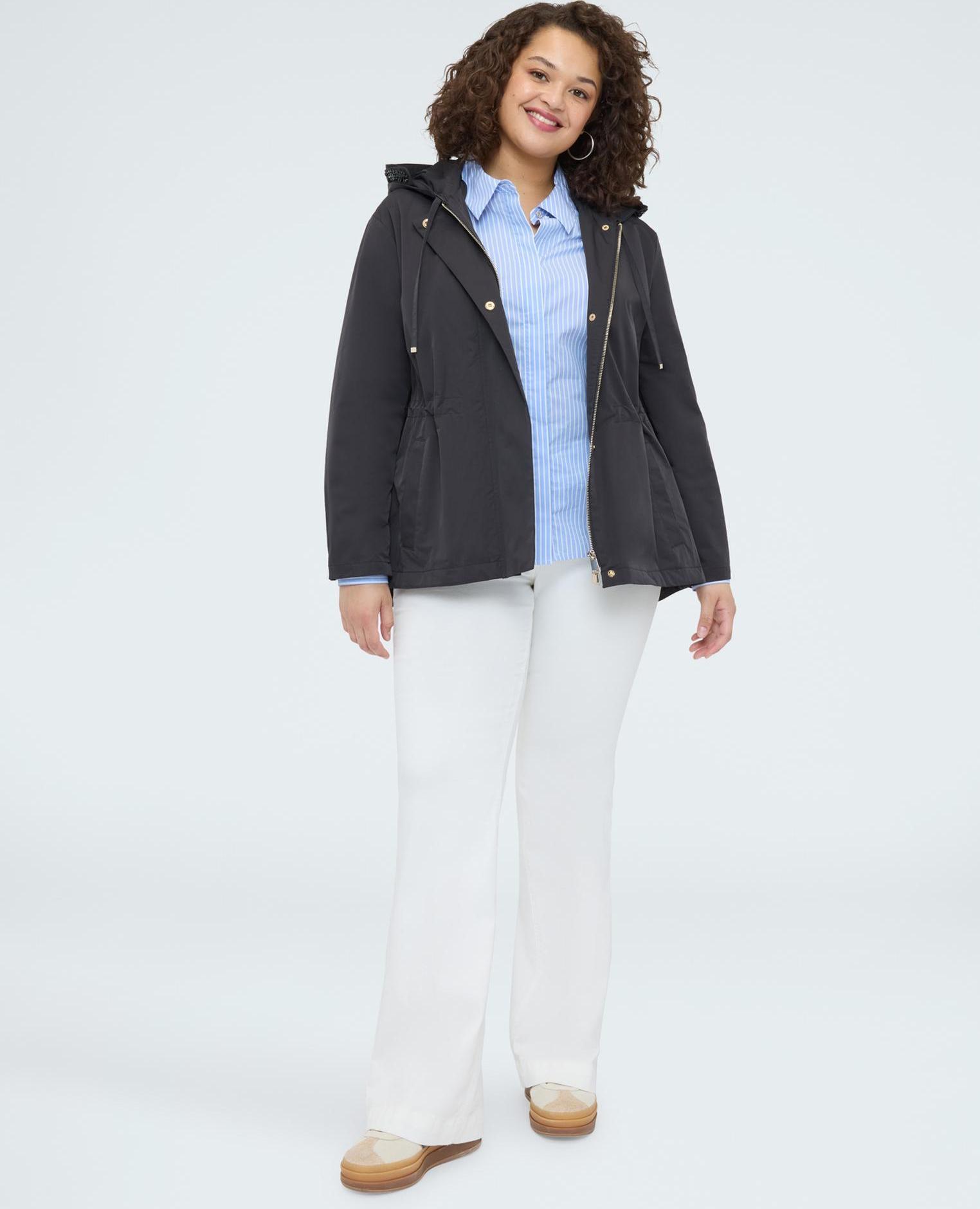Parka de mujer con capucha y aplicaciones cierre con cremallera y botones - Fiorella Rubino - Negro Negro-3