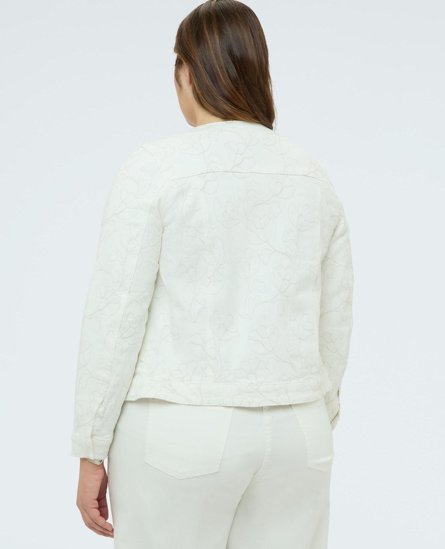 Chaqueta de mujer de denim blanco con bordado floral - Fiorella Rubino - Blanco Blanco-2