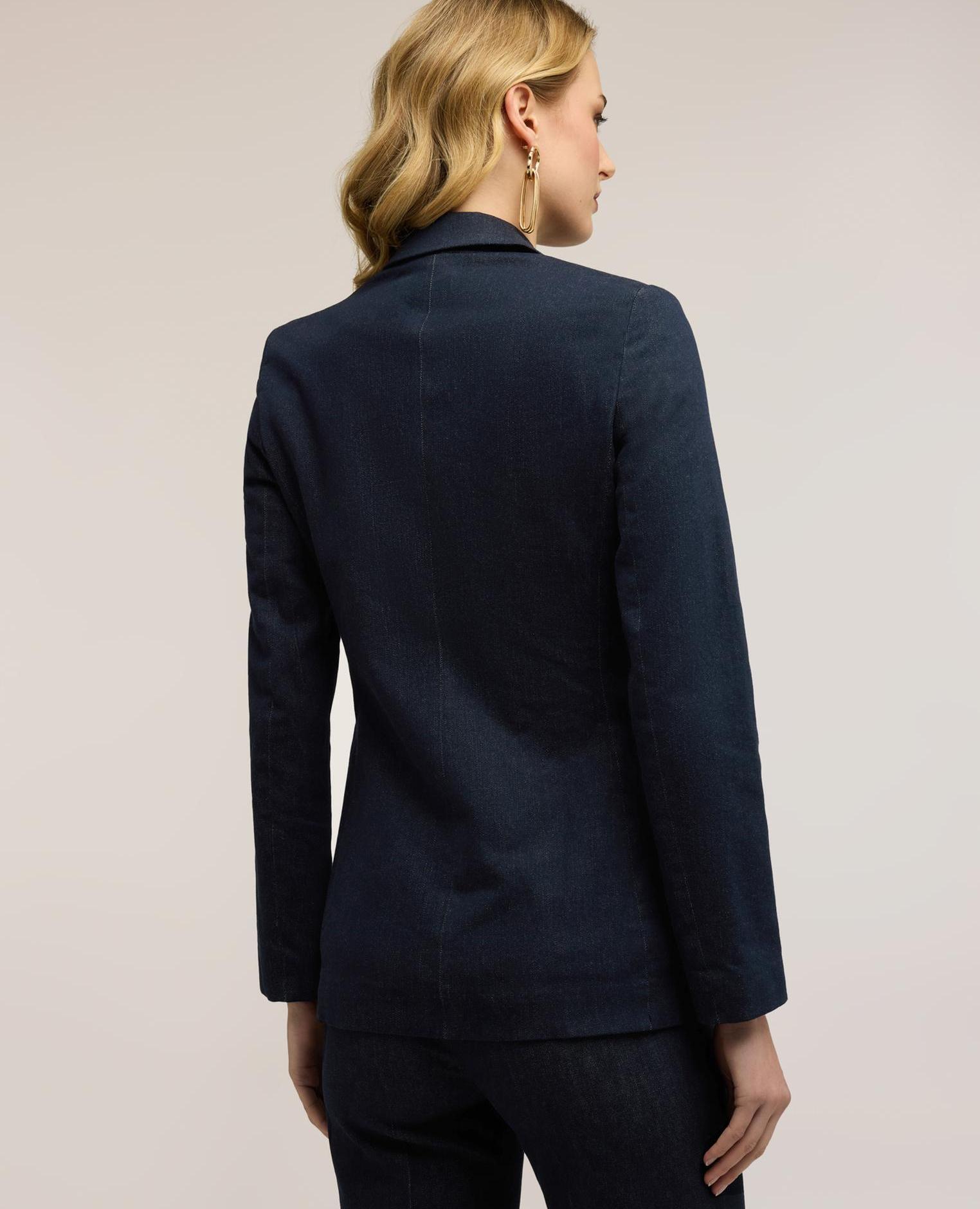 Blazer de mujer cruzado de denim cuello con solapas y cierre con botones - Motivi - Azul Azul-2