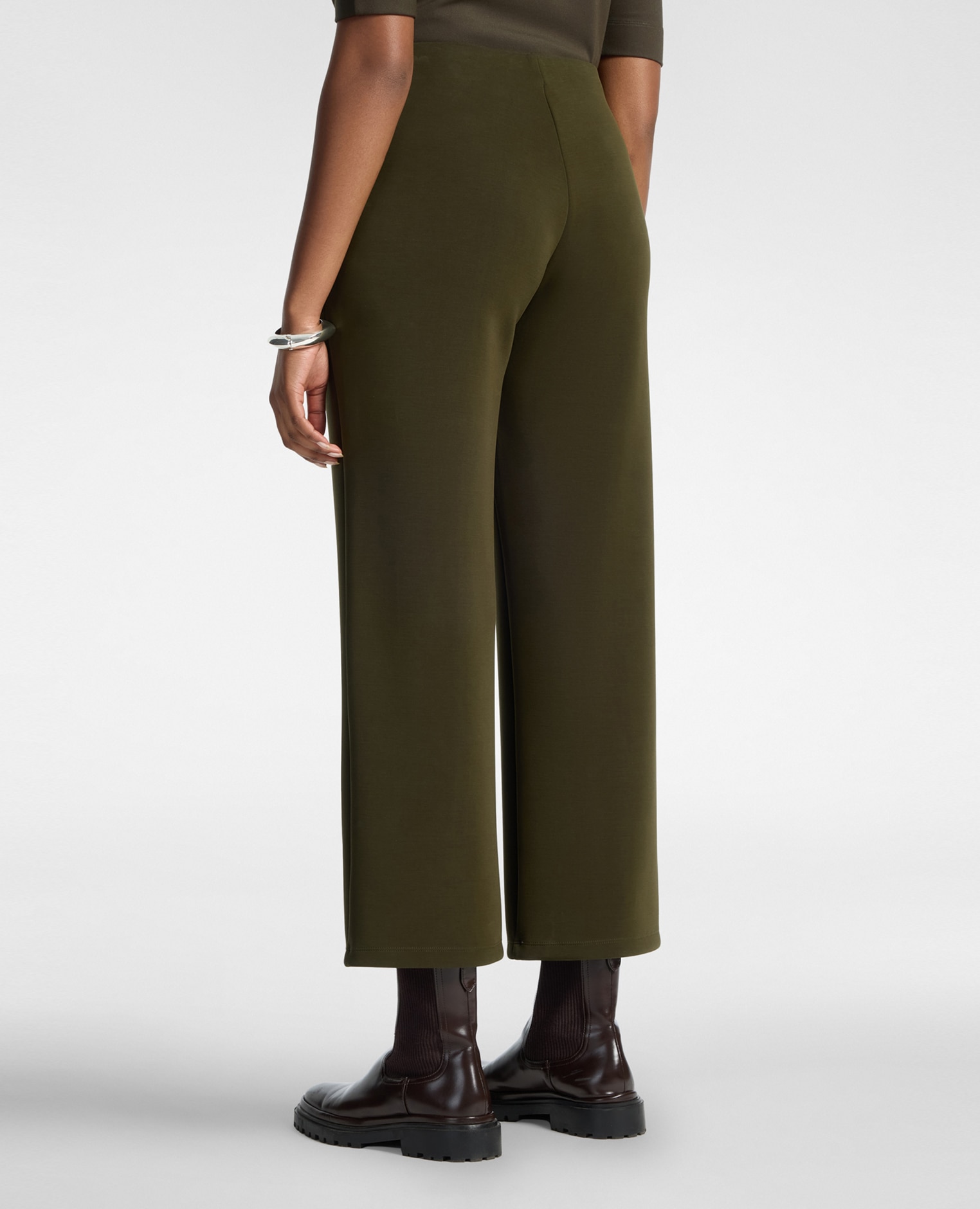 Imagen 2 de Pantalones de mujer cropped en scuba largo cropped con pierna recta - Elena Miró - Verde Verde