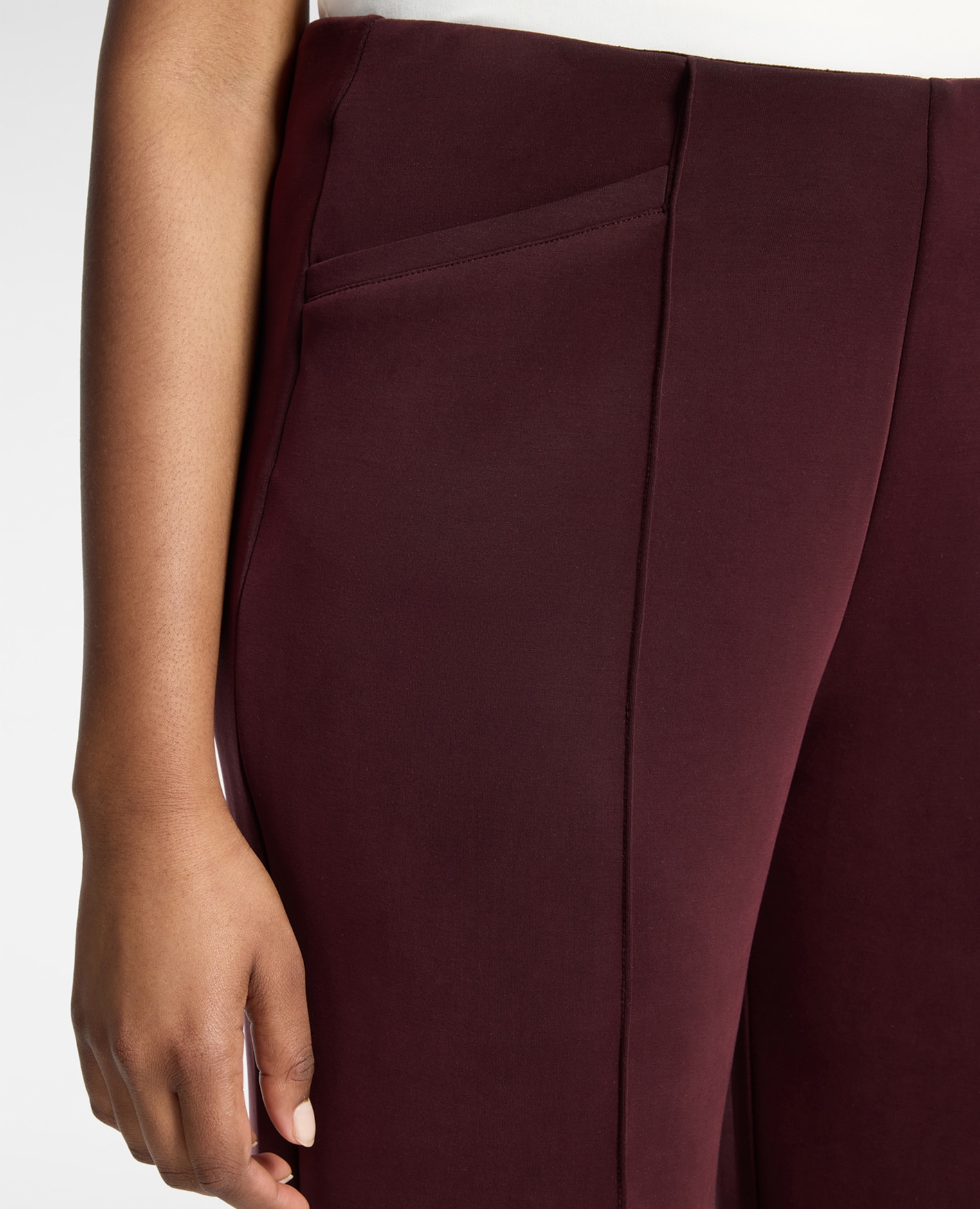 Imagen 4 de Pantalones de mujer cropped en scuba largo cropped con pierna recta - Elena Miró - Burdeos Burdeos