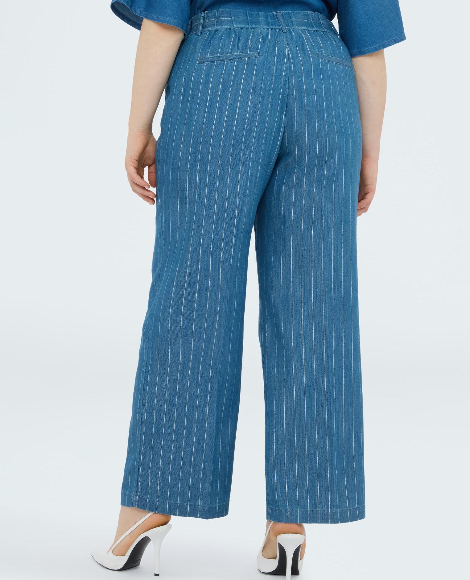Fiorella Rubino - Pantalones de mujer wide leg en tencel con raya diplomática en lurex.