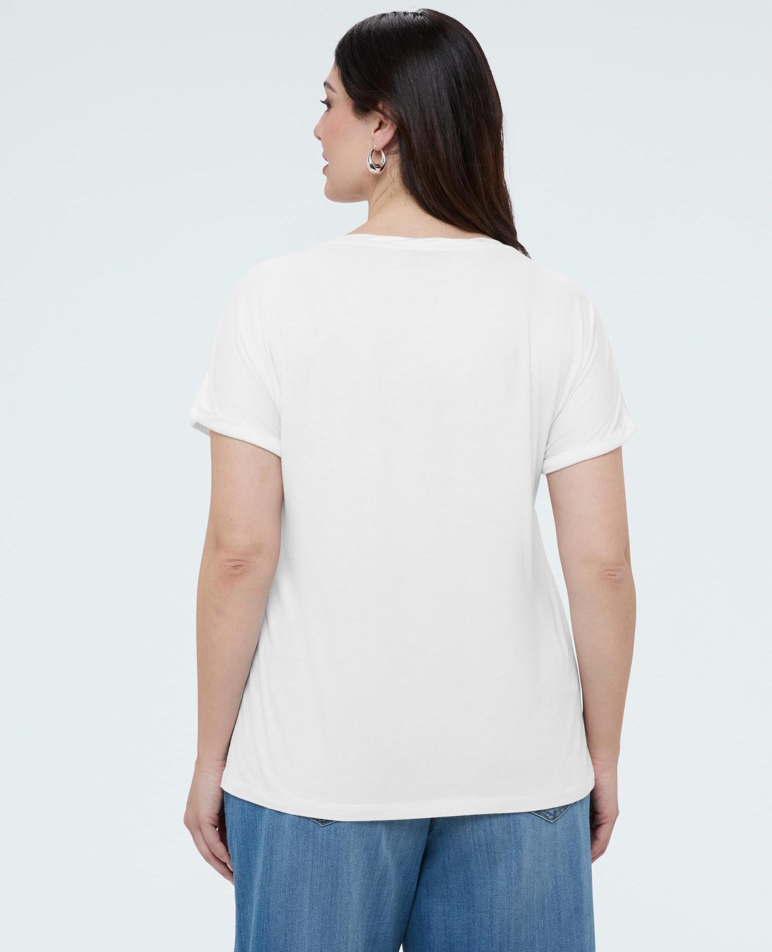 Camiseta de mujer bimaterial con cuello redondo - Fiorella Rubino - Blanco Blanco-2