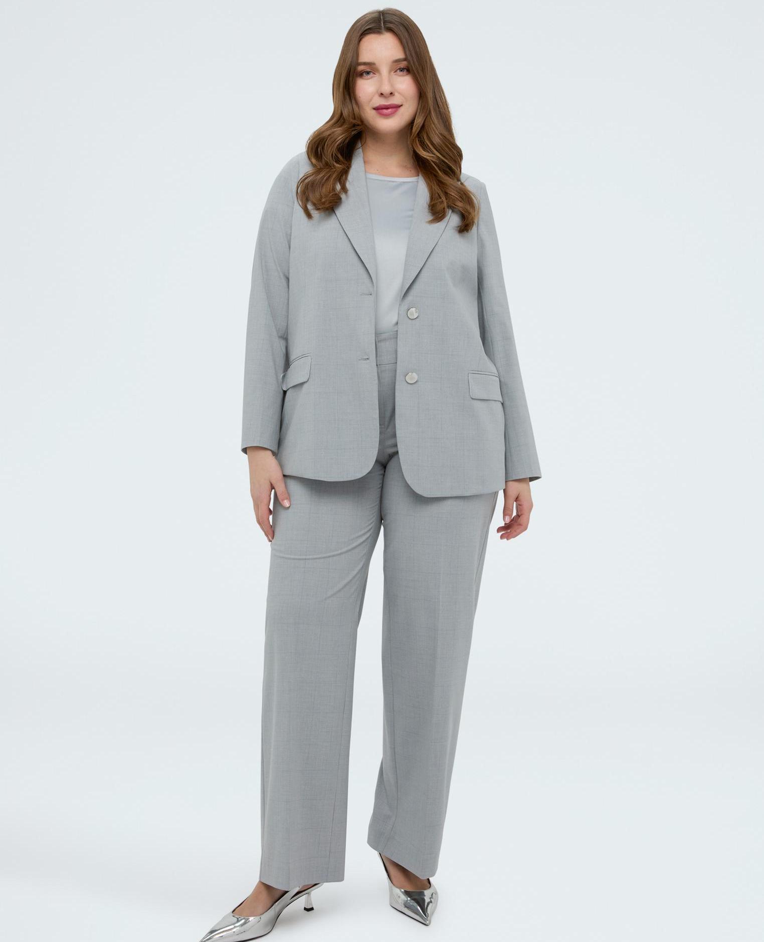 Pantalones de mujer regular estampado cuadros - Fiorella Rubino - Gris Gris-1