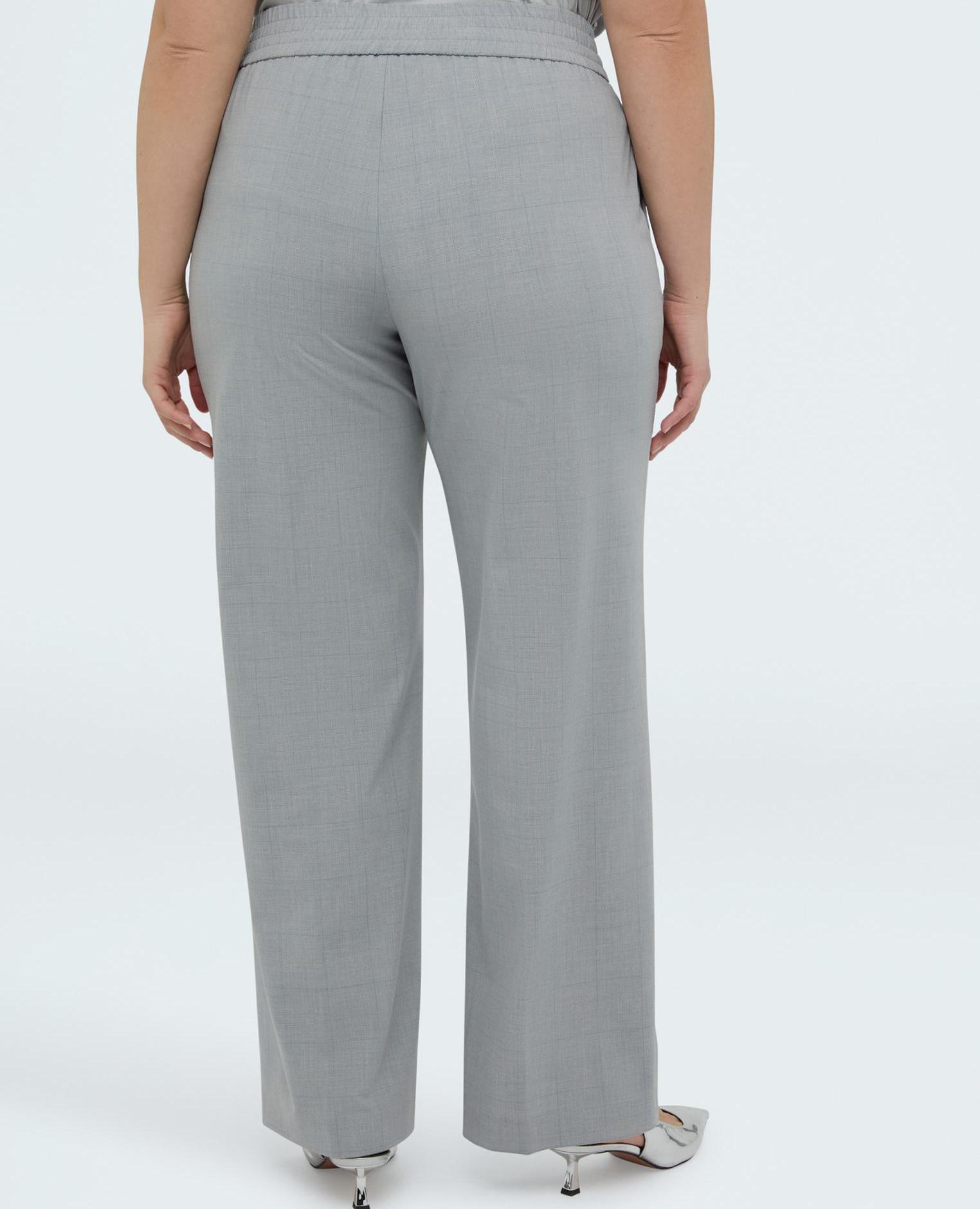 Pantalones de mujer regular estampado cuadros - Fiorella Rubino - Gris Gris-2
