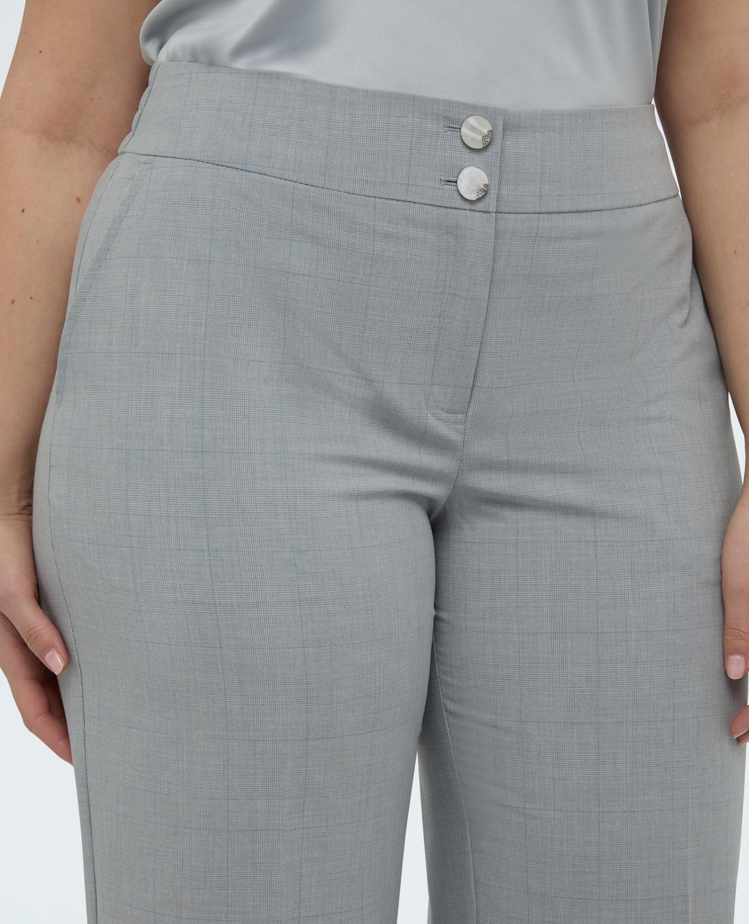Pantalones de mujer regular estampado cuadros - Fiorella Rubino - Gris Gris-3