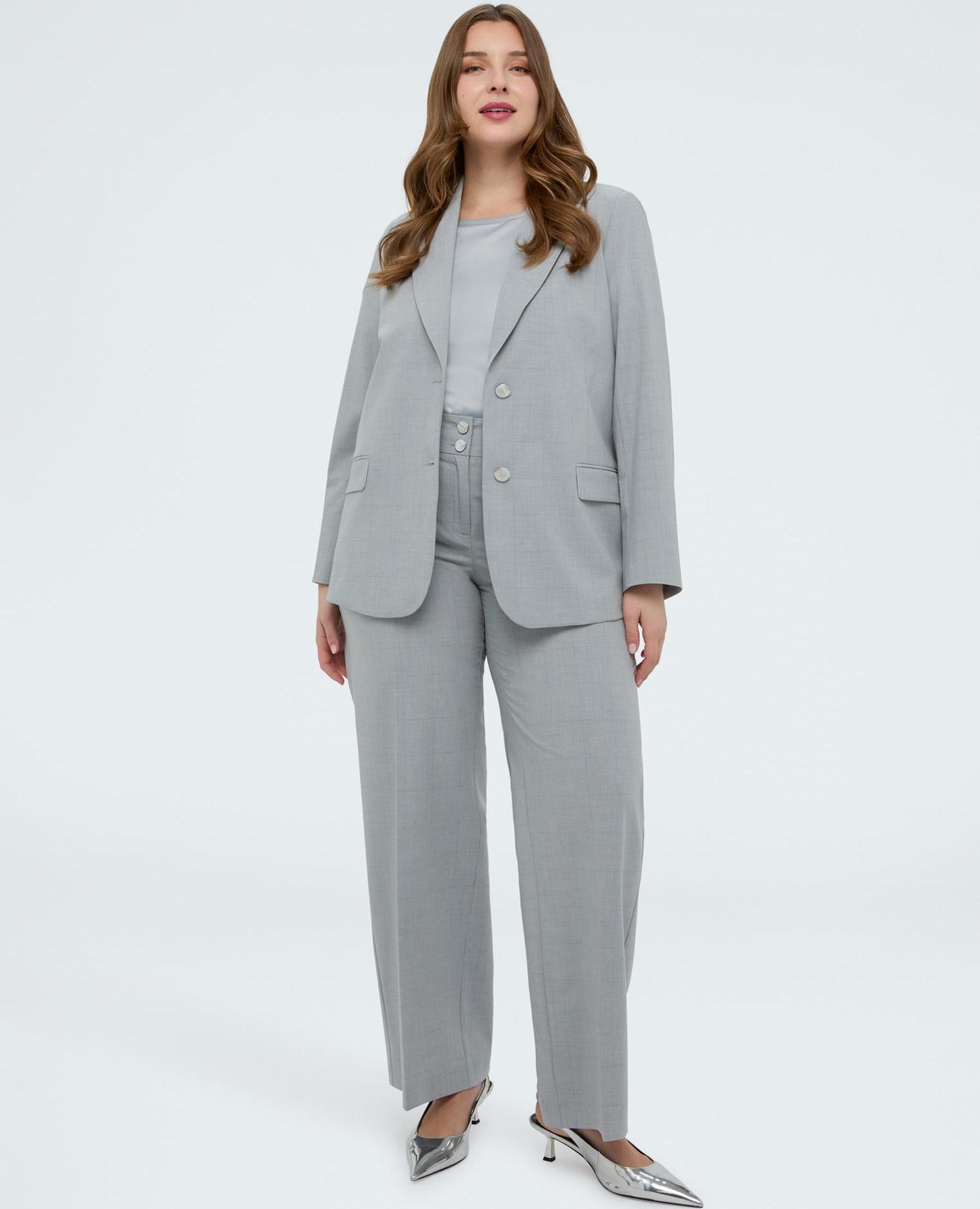 Blazer de mujer estampado cuadros dos bolsillos aplicados delanteros y mangas largas - Fiorella Rubino - Gris Gris-1