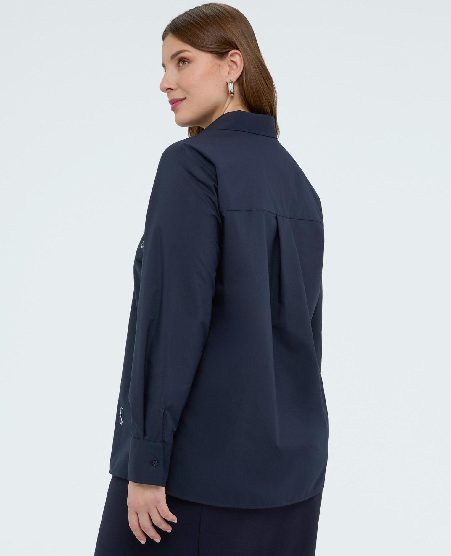 Camisa de mujer con aplicaciones crystal en la parte delantera - Fiorella Rubino - Azul Azul-2