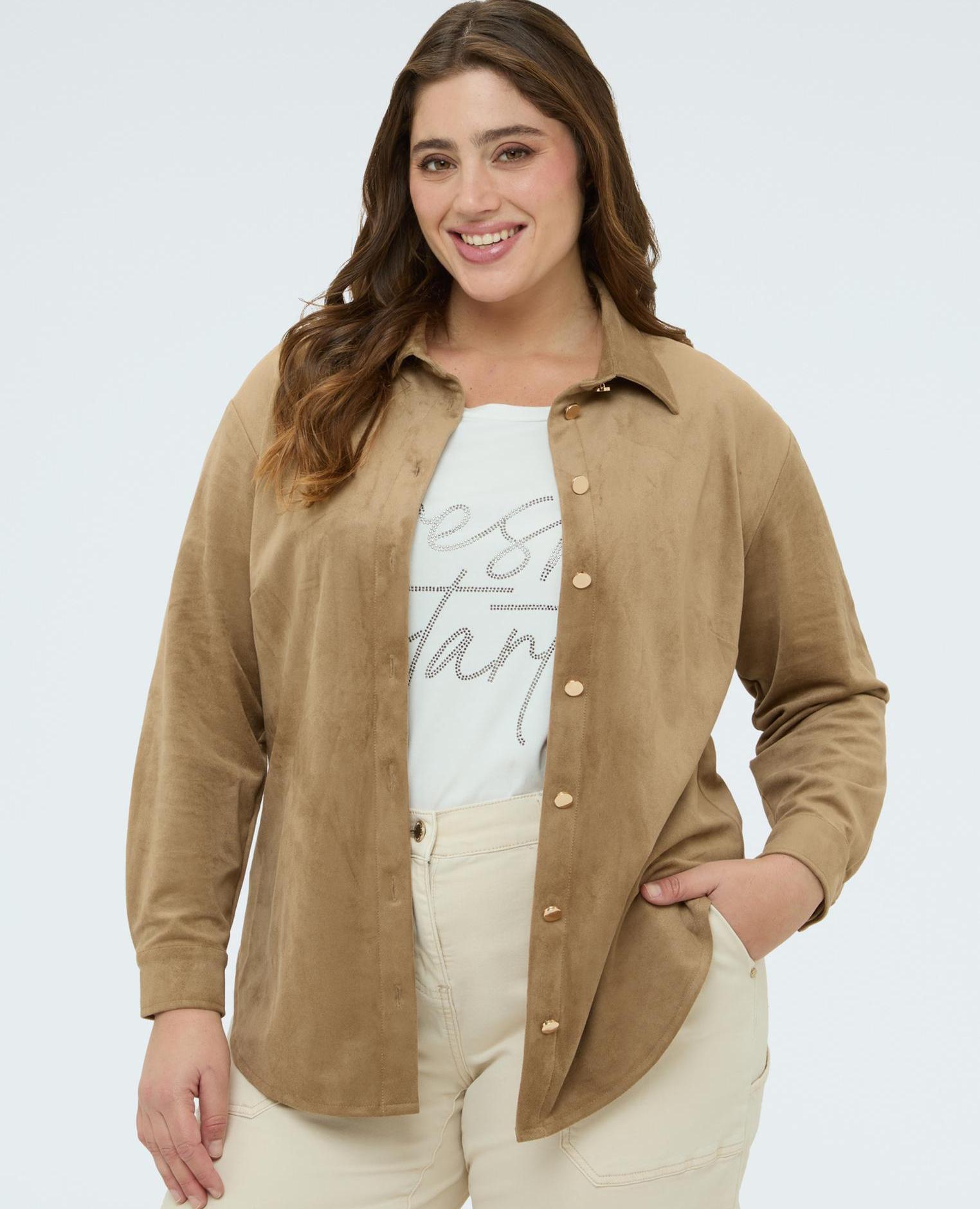 Fiorella Rubino - Camisa de mujer tejido soft touch mangas largas.