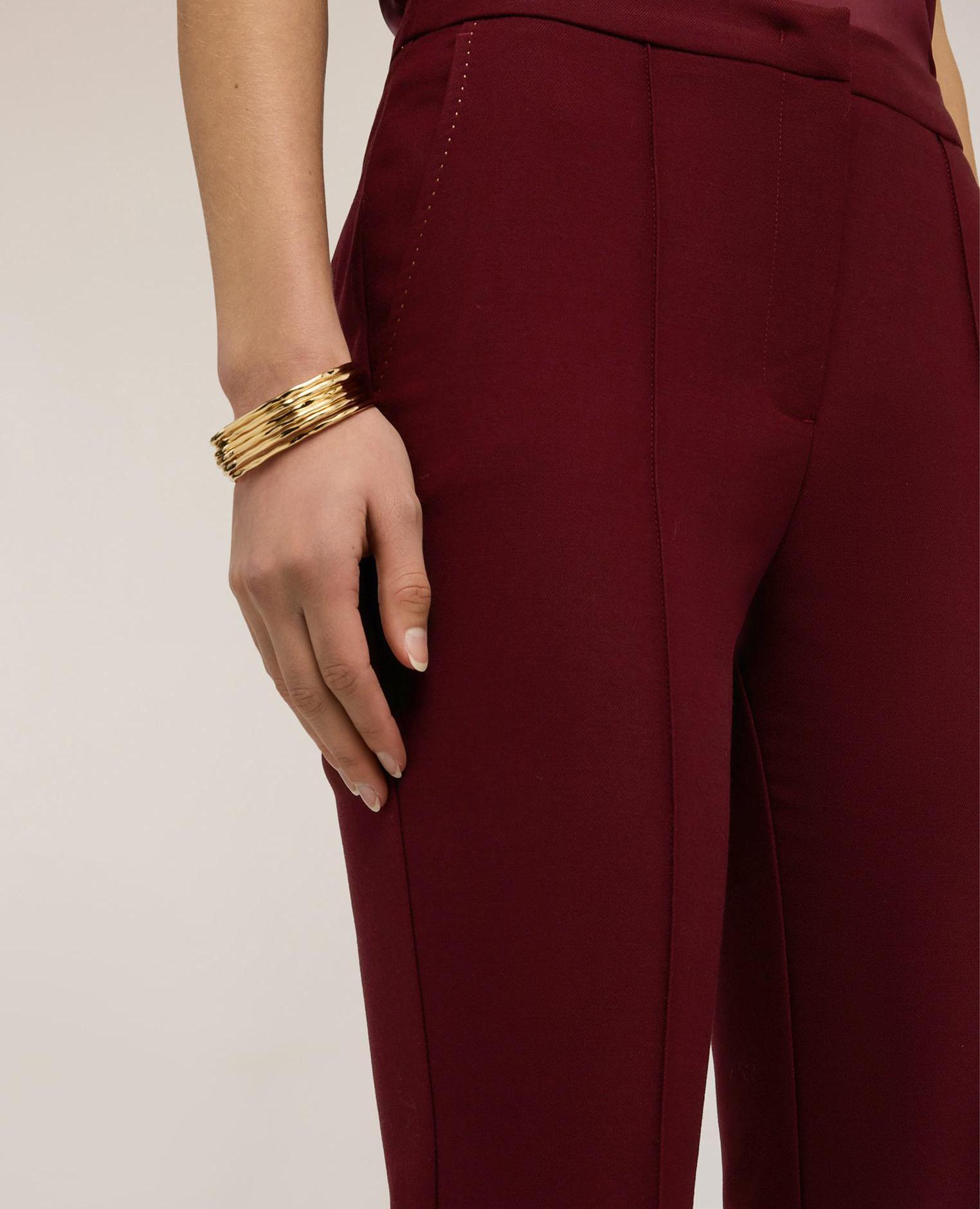 Pantalones de mujer bootleg de poliviscosa cierre frontal con corchetes ocultos - Motivi - Burdeos Burdeos-4