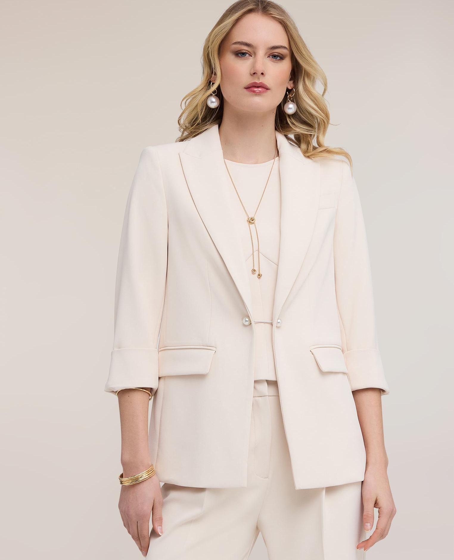 Motivi - Chaqueta de mujer blazer con gemelos joya cierre con solapas de pico y gemelos joya.