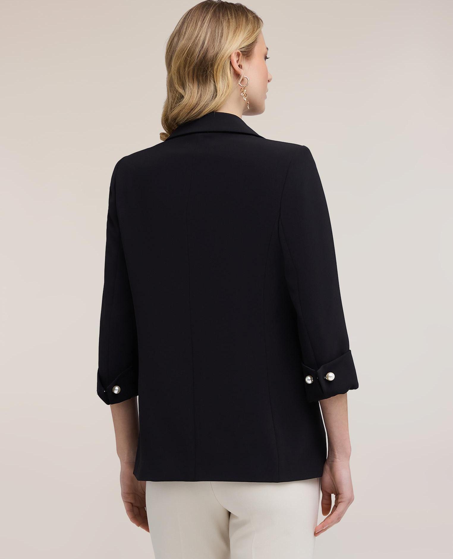 Chaqueta de mujer blazer con gemelos joya cierre con solapas de pico y gemelos joya - Motivi - Negro Negro-2