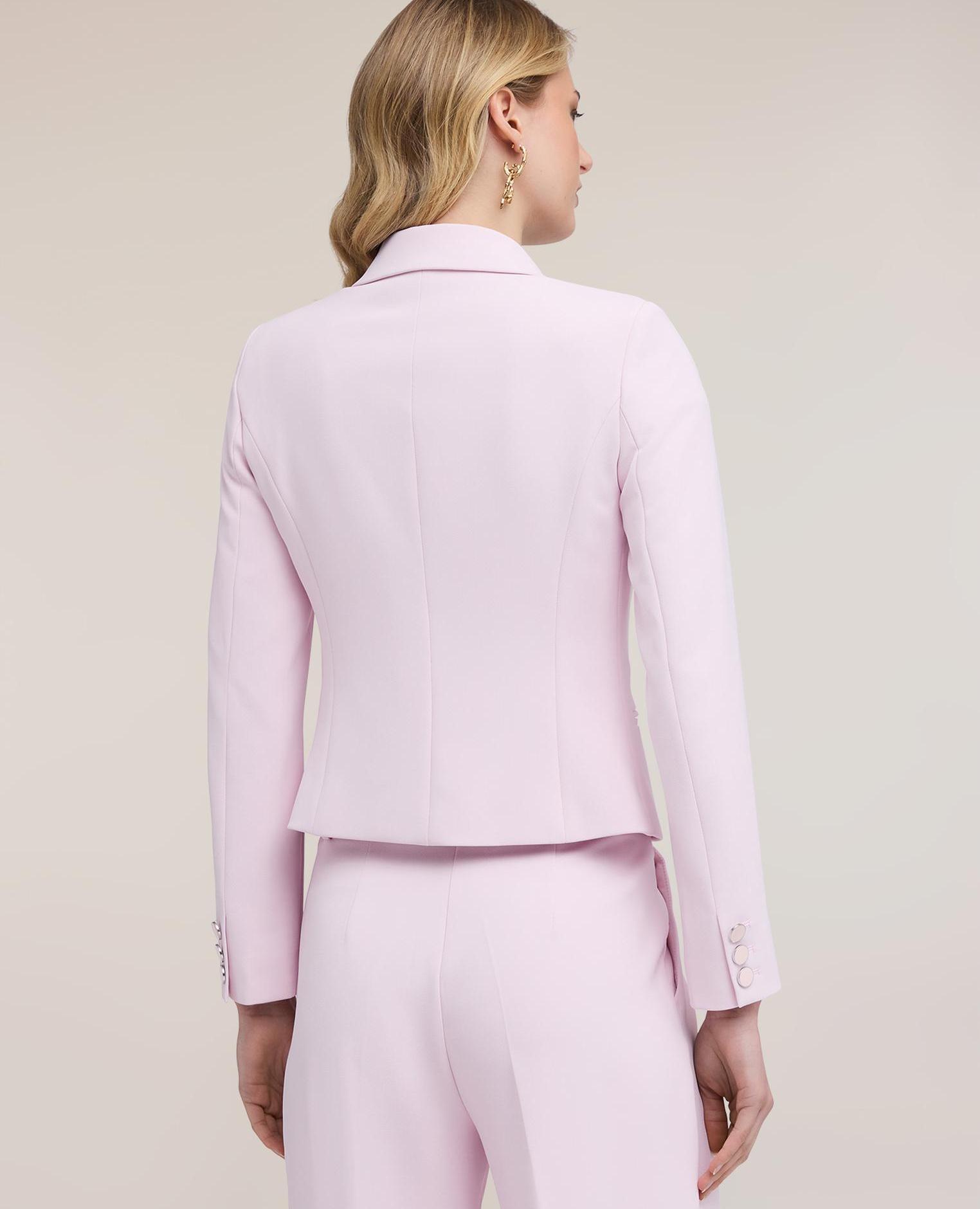 Chaqueta de mujer cruzada en cady crêpe modelo cruzado con ajuste entallado cierre de botones y forro interno - Motivi - Rosa Rosa-2