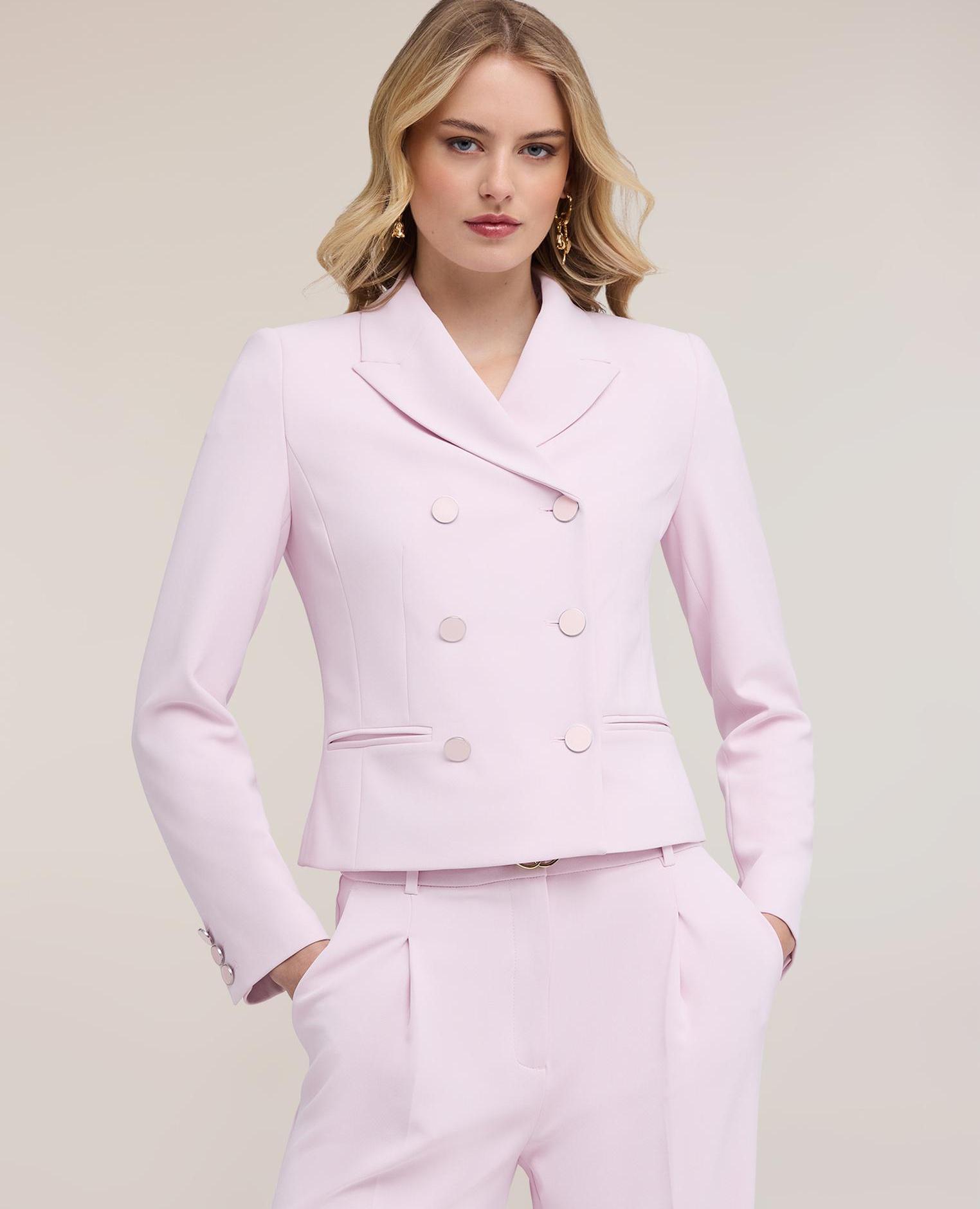 Motivi - Chaqueta de mujer cruzada en cady crêpe modelo cruzado con ajuste entallado cierre de botones y forro interno.