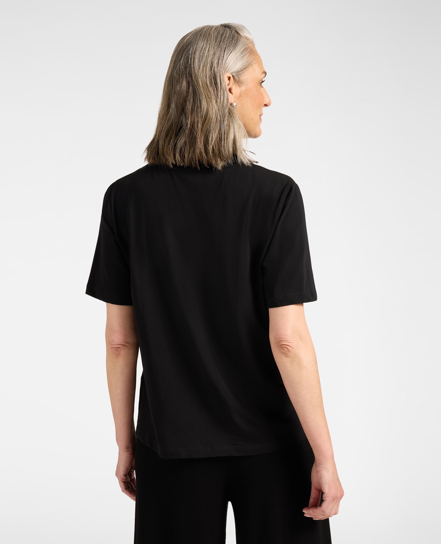 Camiseta de mujer de algodón con bordado monogram bordado monogram delante - Elena Miró - Negro Negro-2
