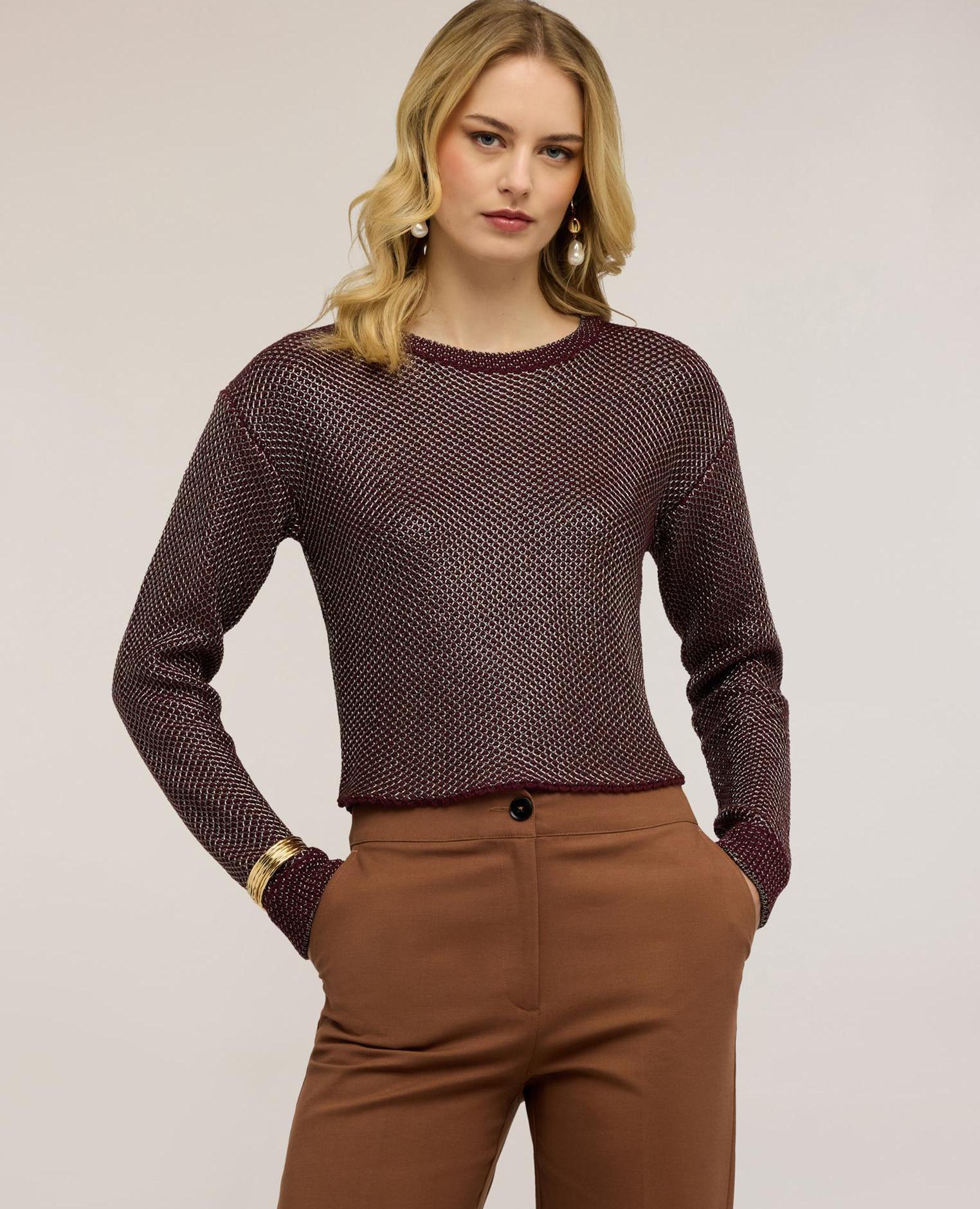 Motivi - Jersey de mujer con tejido de red lurex modelo corto con ajuste regular.