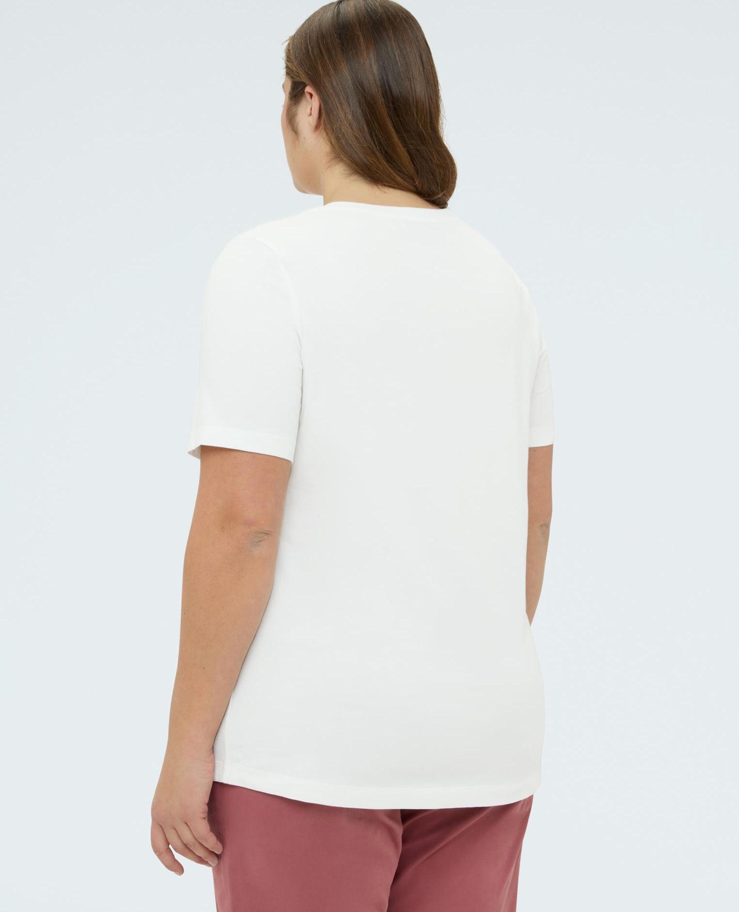 Camiseta de mujer de algodón con estampado flower aplicación con lentejuelas - Fiorella Rubino - Blanco Blanco-2