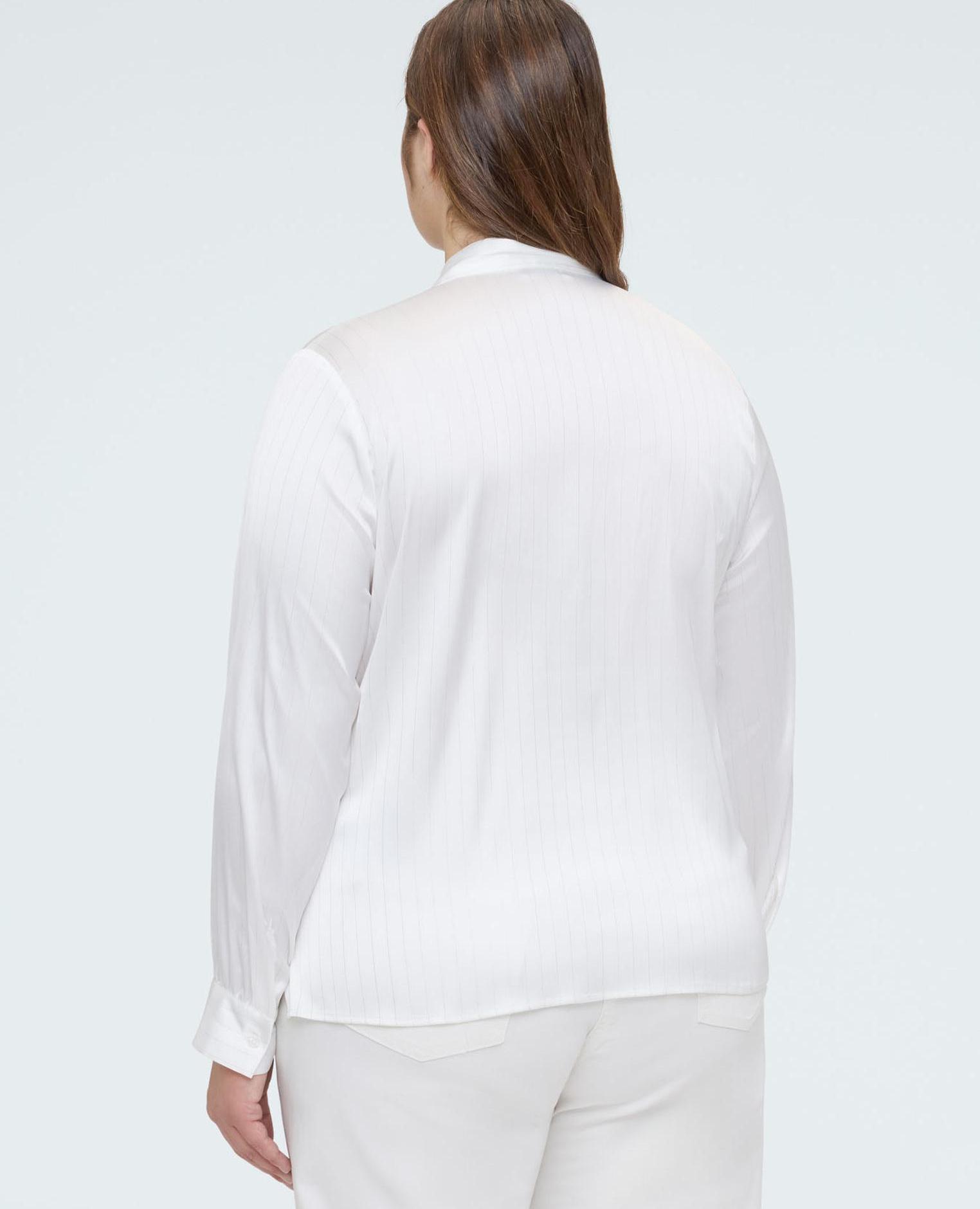 Blusa de mujer de satén con corbata efecto tiza - Fiorella Rubino - Blanco Blanco-2
