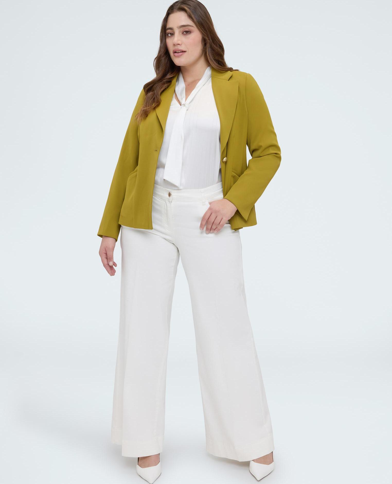 Blusa de mujer de satén con corbata efecto tiza - Fiorella Rubino - Blanco Blanco-4
