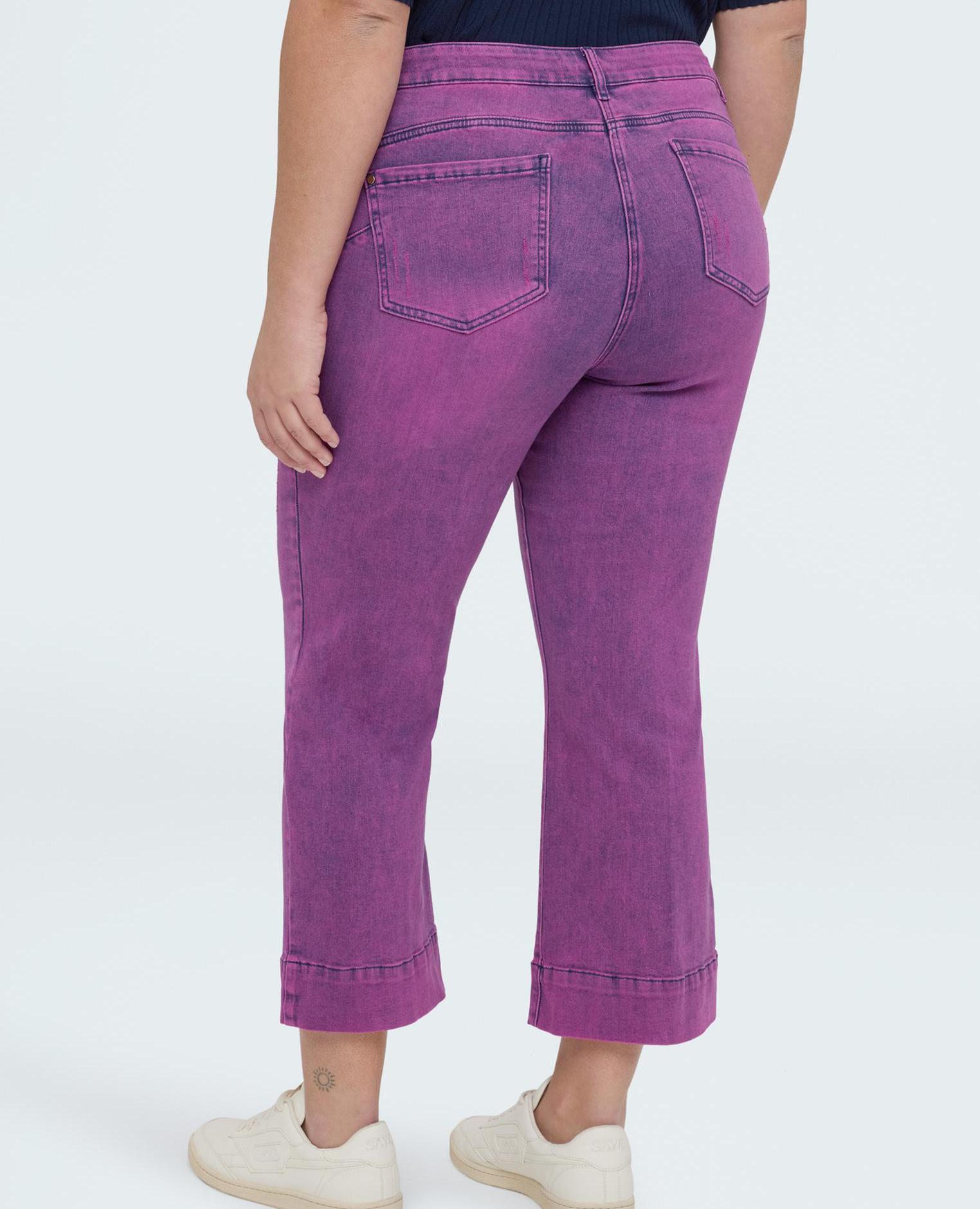 Vaqueros de mujer kick flare lavado morado desgastado - Fiorella Rubino - Morado Morado-2