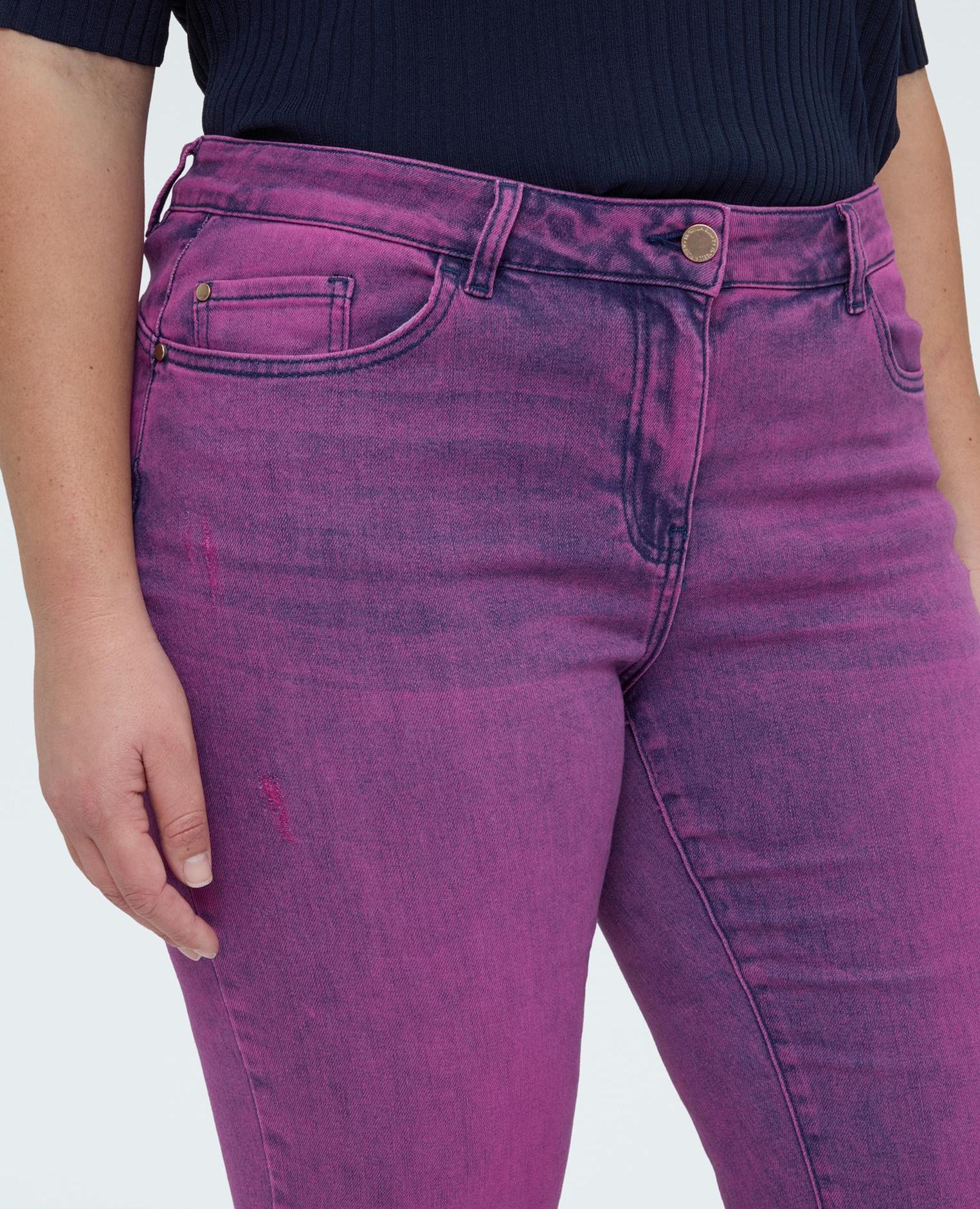 Vaqueros de mujer kick flare lavado morado desgastado - Fiorella Rubino - Morado Morado-3