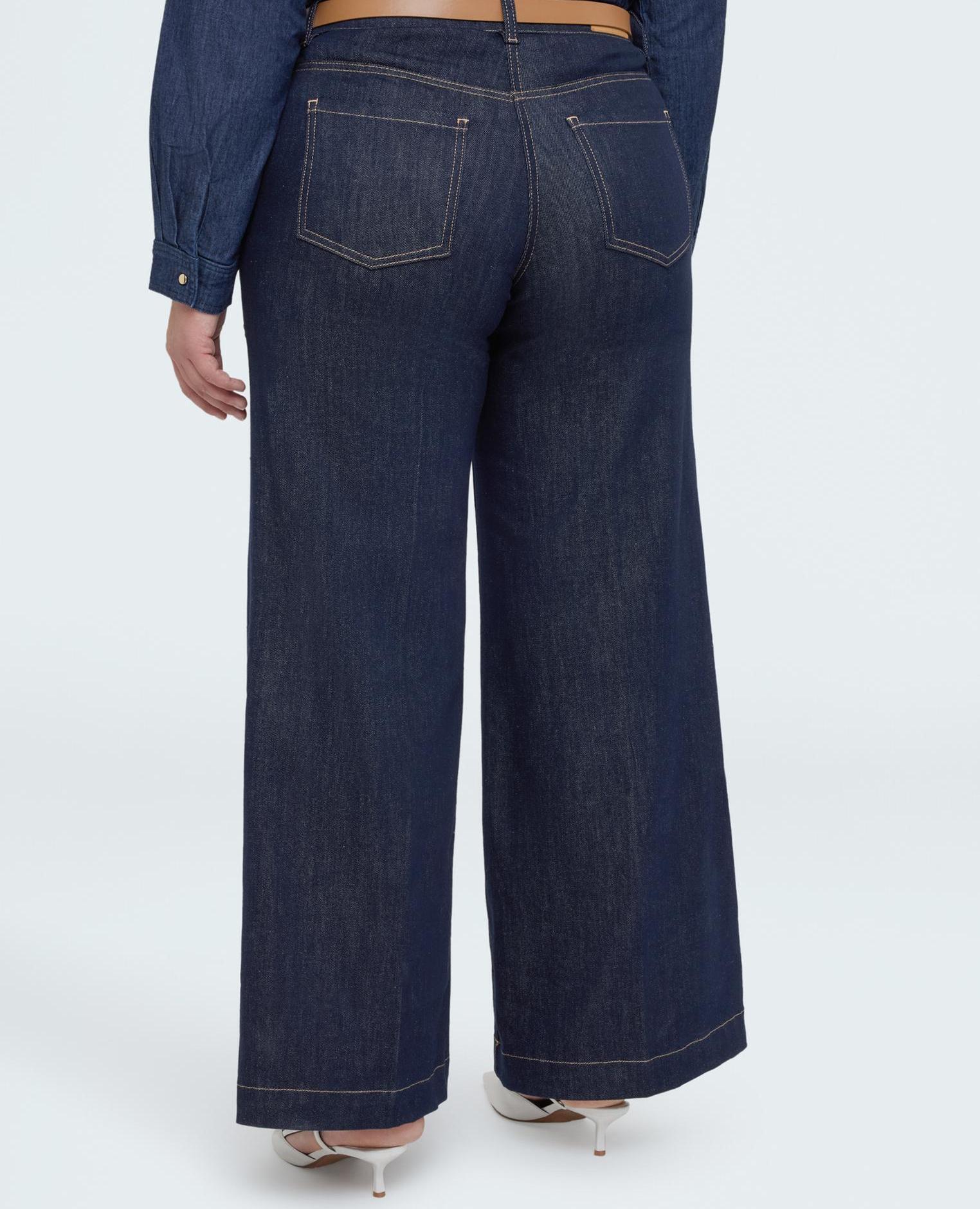 Vaqueros de mujer wide leg con cinturón extraíble cierre con botones y cremallera - Fiorella Rubino - Azul Azul-2