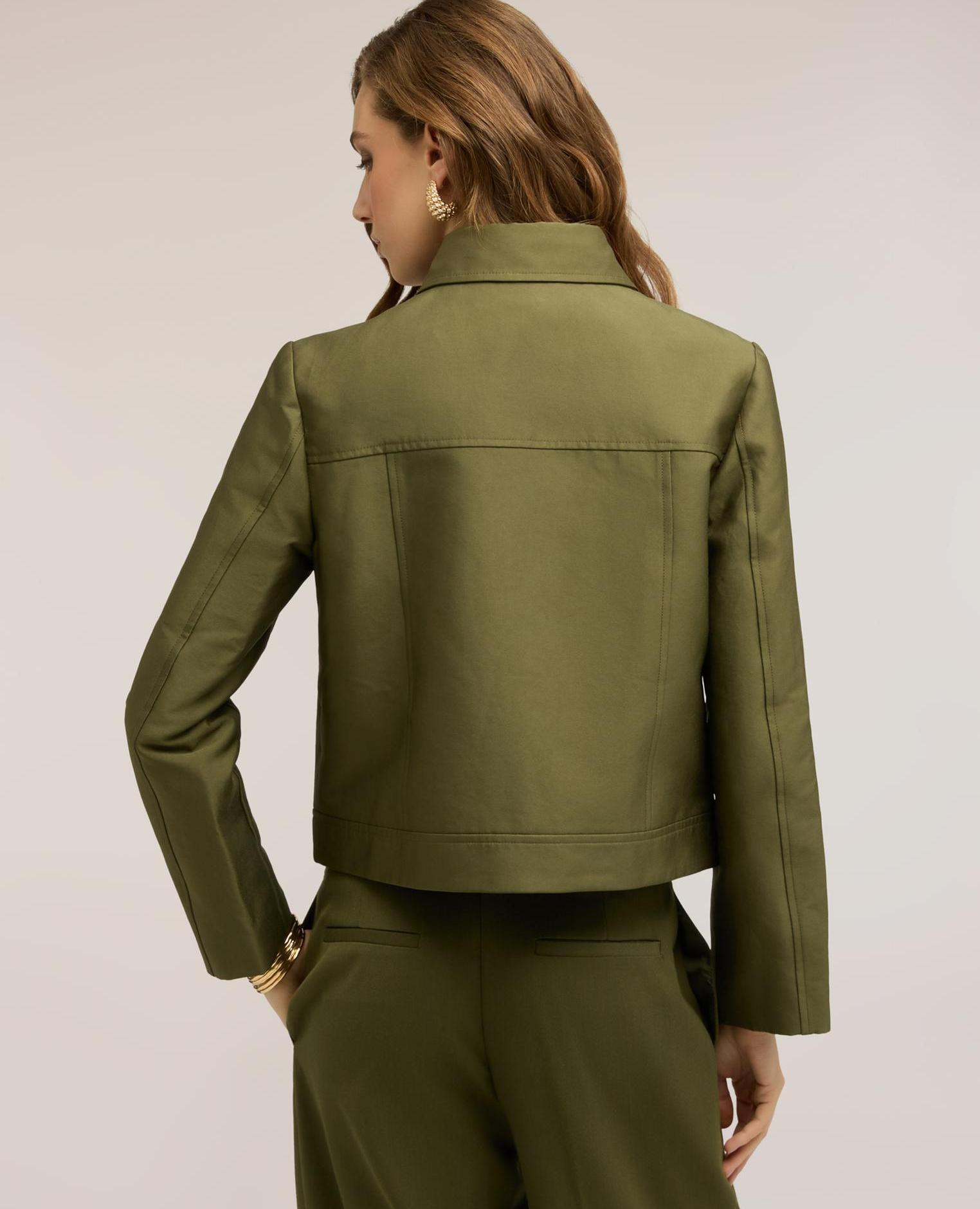 Chaqueta de mujer corta doble botonadura cruzada - Motivi - Kaki Kaki-2