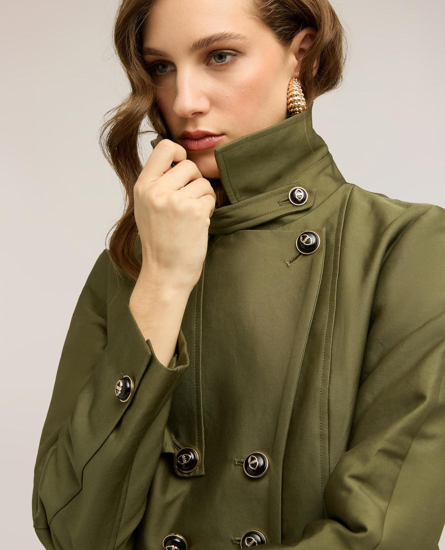 Chaqueta de mujer corta doble botonadura cruzada - Motivi - Kaki Kaki-4
