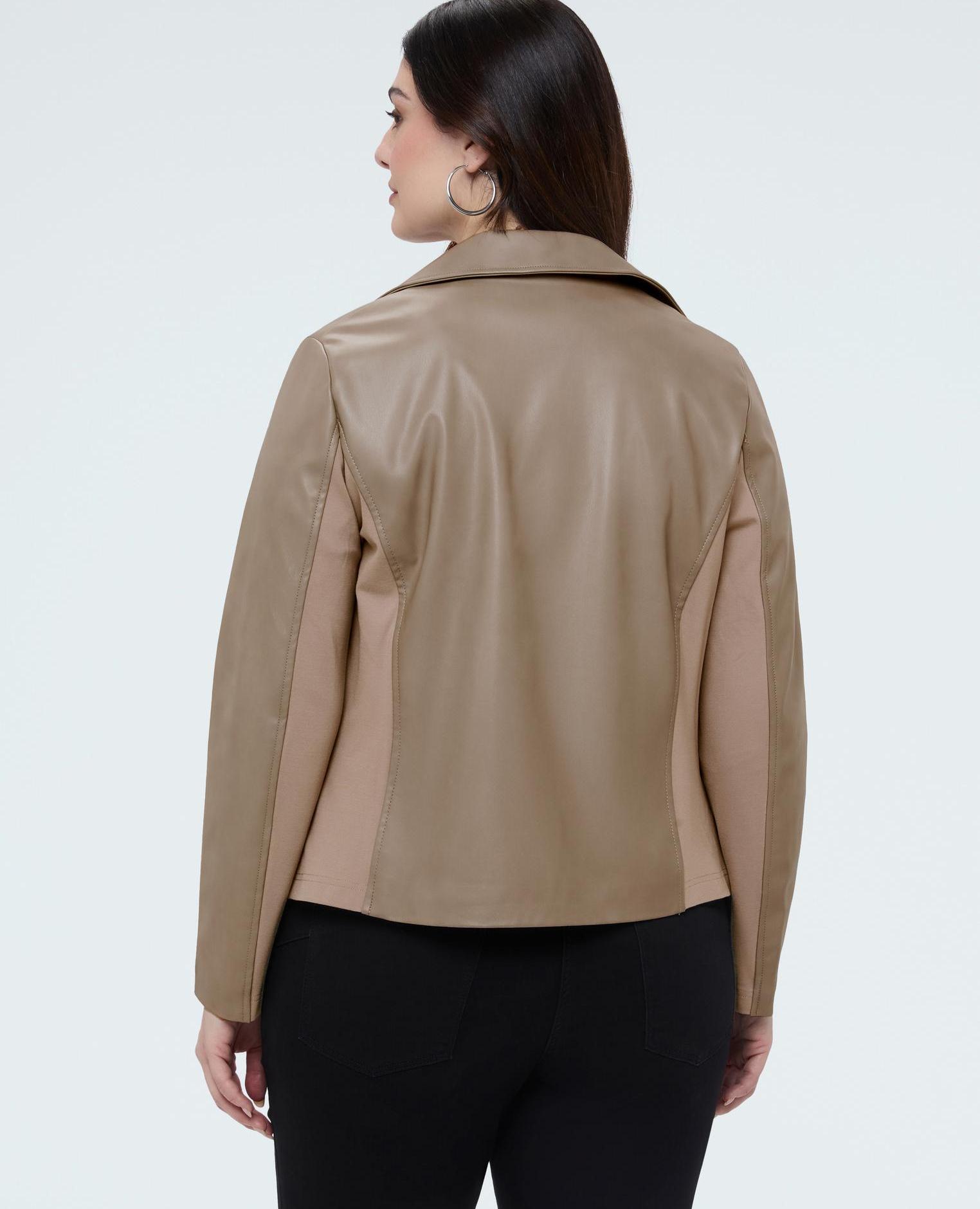 Chaqueta de mujer biker con insertos de tejido elástico cierre asimétrico - Fiorella Rubino - Gris Gris-2
