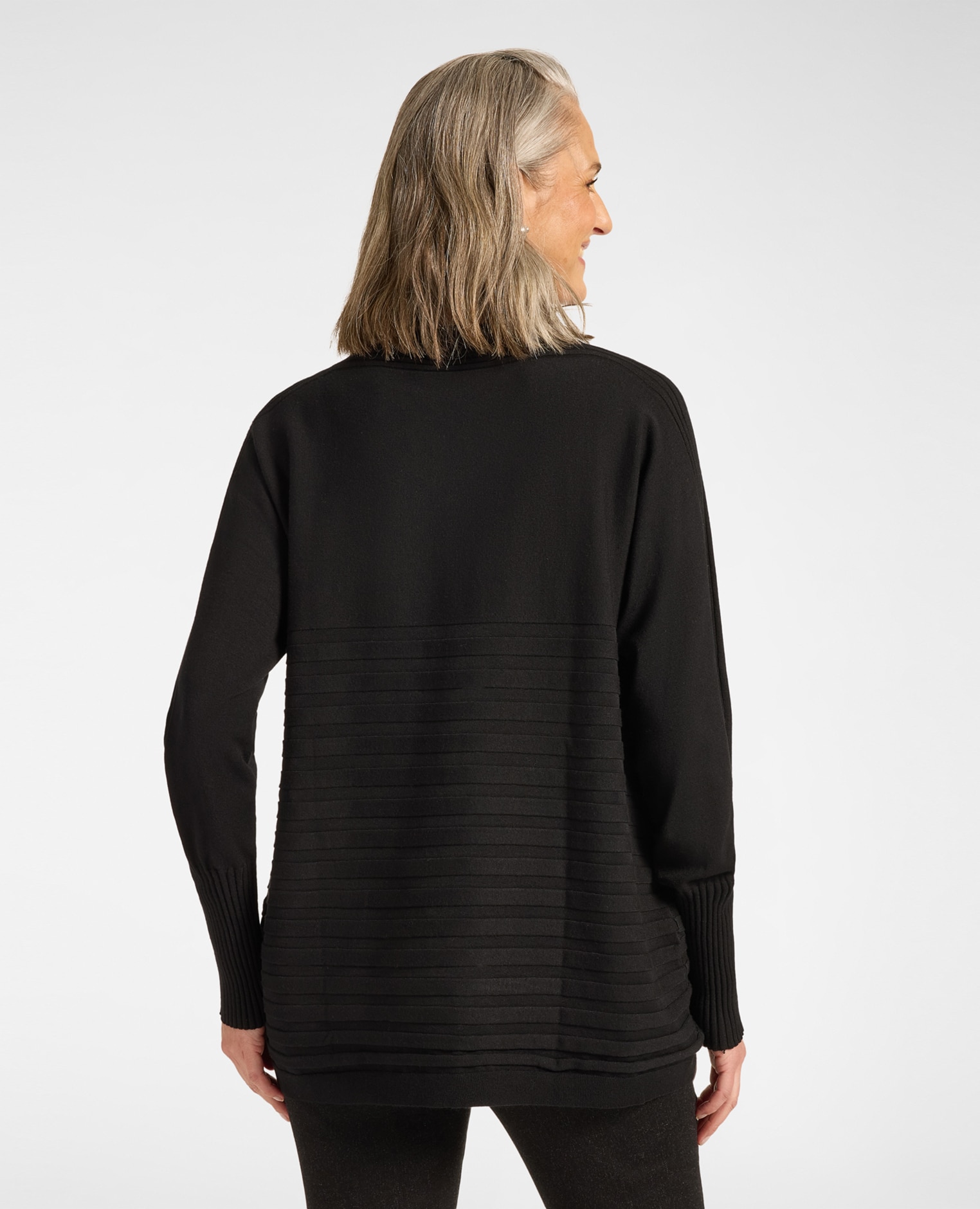 Jersey de mujer de viscosa con elaboración a rayas ajuste cómodo con largo medio y mangas largas - Elena Miró - Negro Negro-2