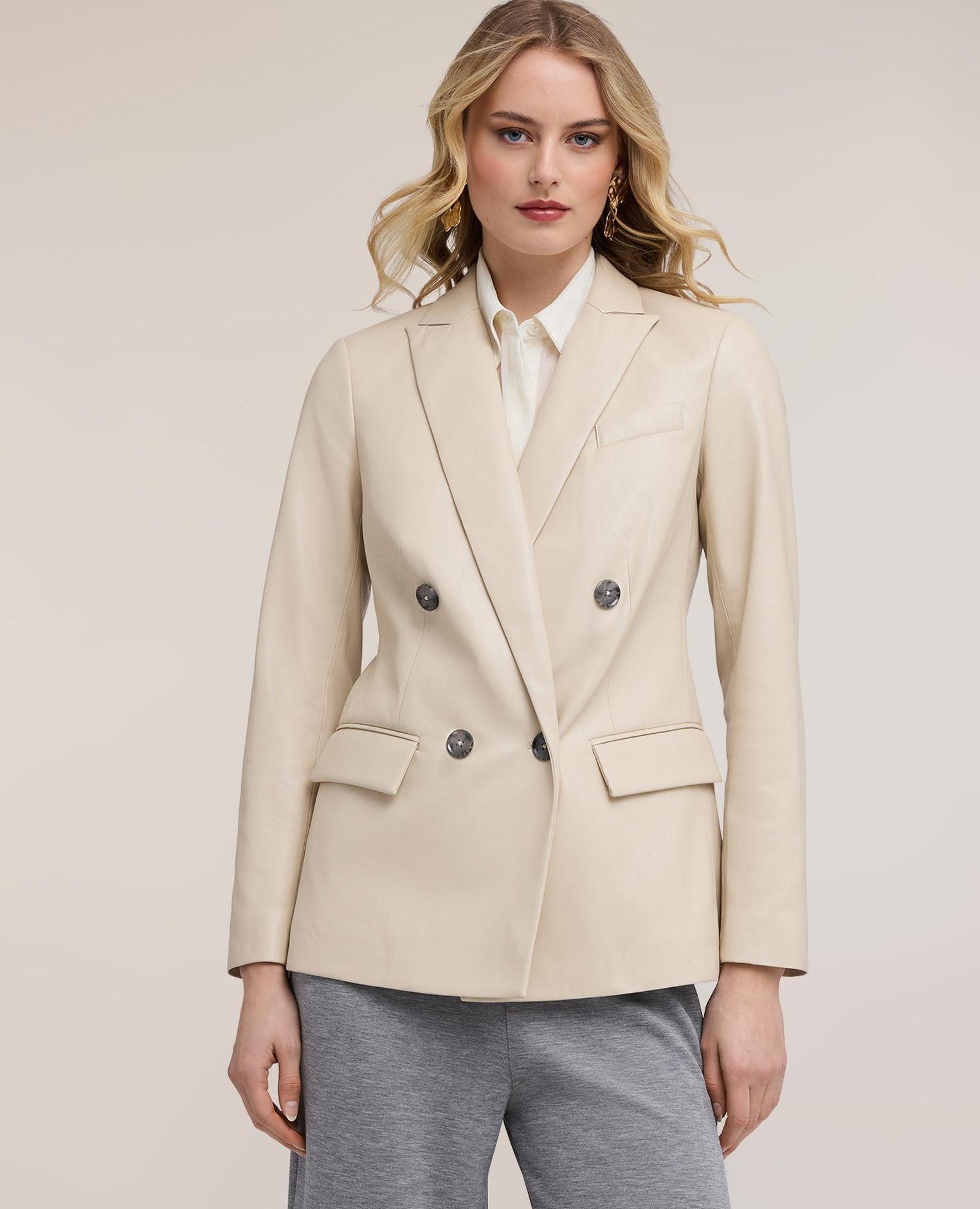 Motivi - Chaqueta de mujer blazer cruzada con solapas solapas clásicas y cierre cruzado con botones.