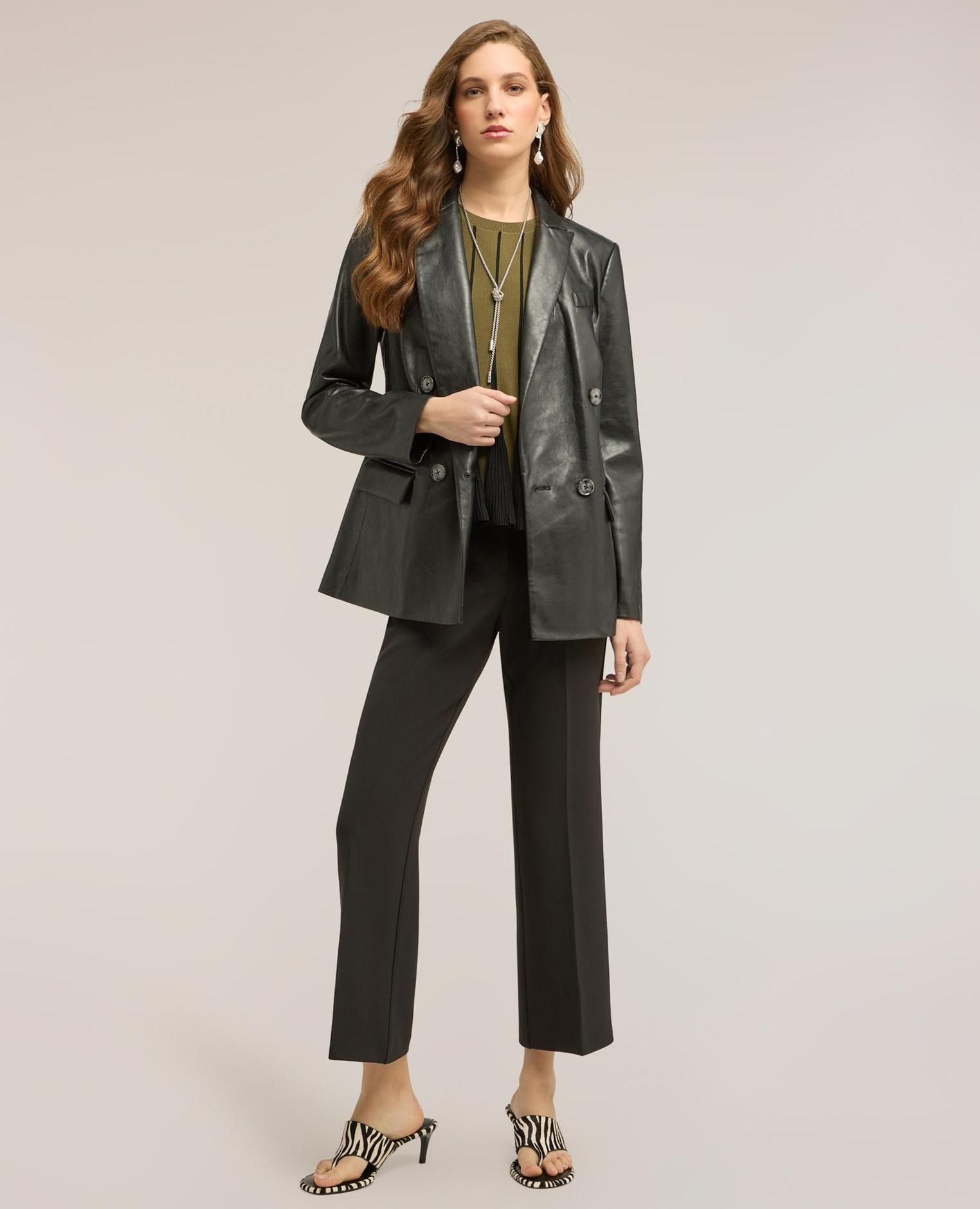 Chaqueta de mujer blazer cruzada con solapas solapas clásicas y cierre cruzado con botones - Motivi - Negro Negro-3