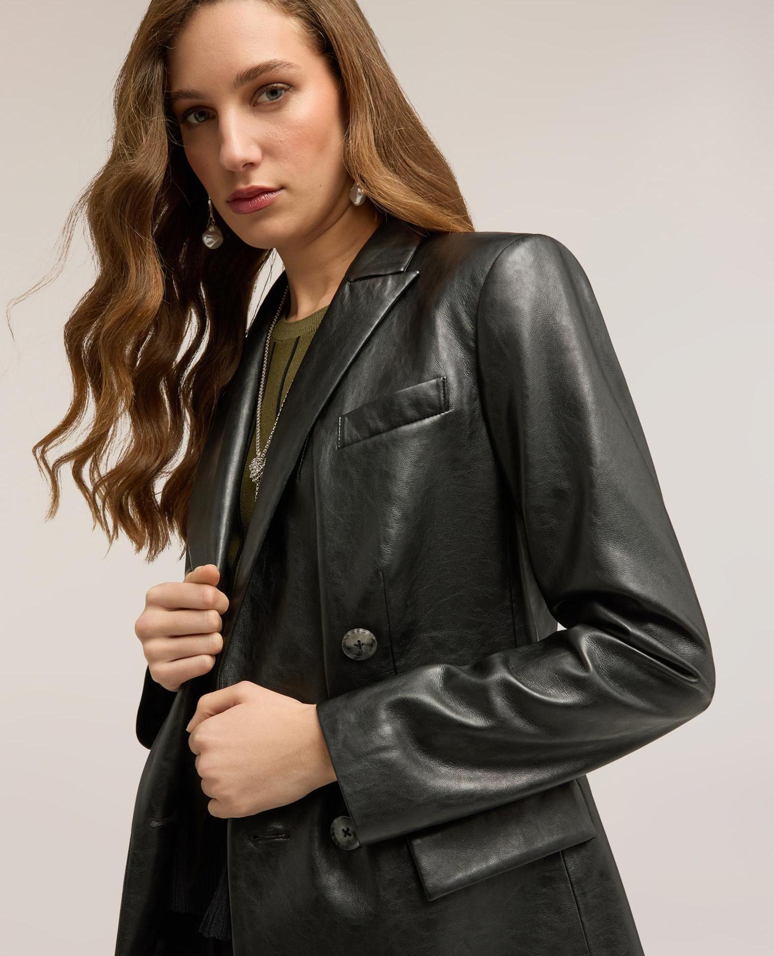 Chaqueta de mujer blazer cruzada con solapas solapas clásicas y cierre cruzado con botones - Motivi - Negro Negro-4