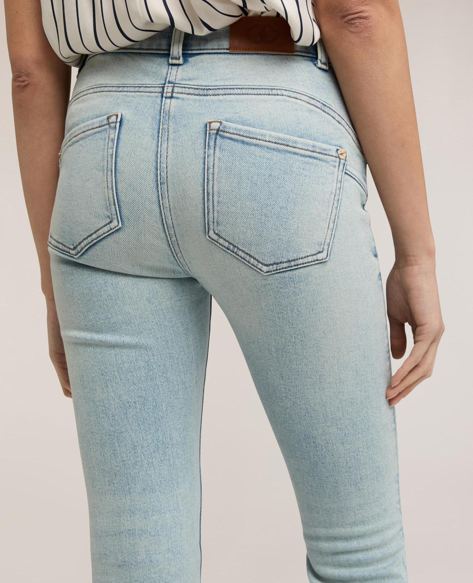 Vaqueros de mujer acampanados push-up de talle alto y cremallera - Motivi - Azul claro Azul claro-3