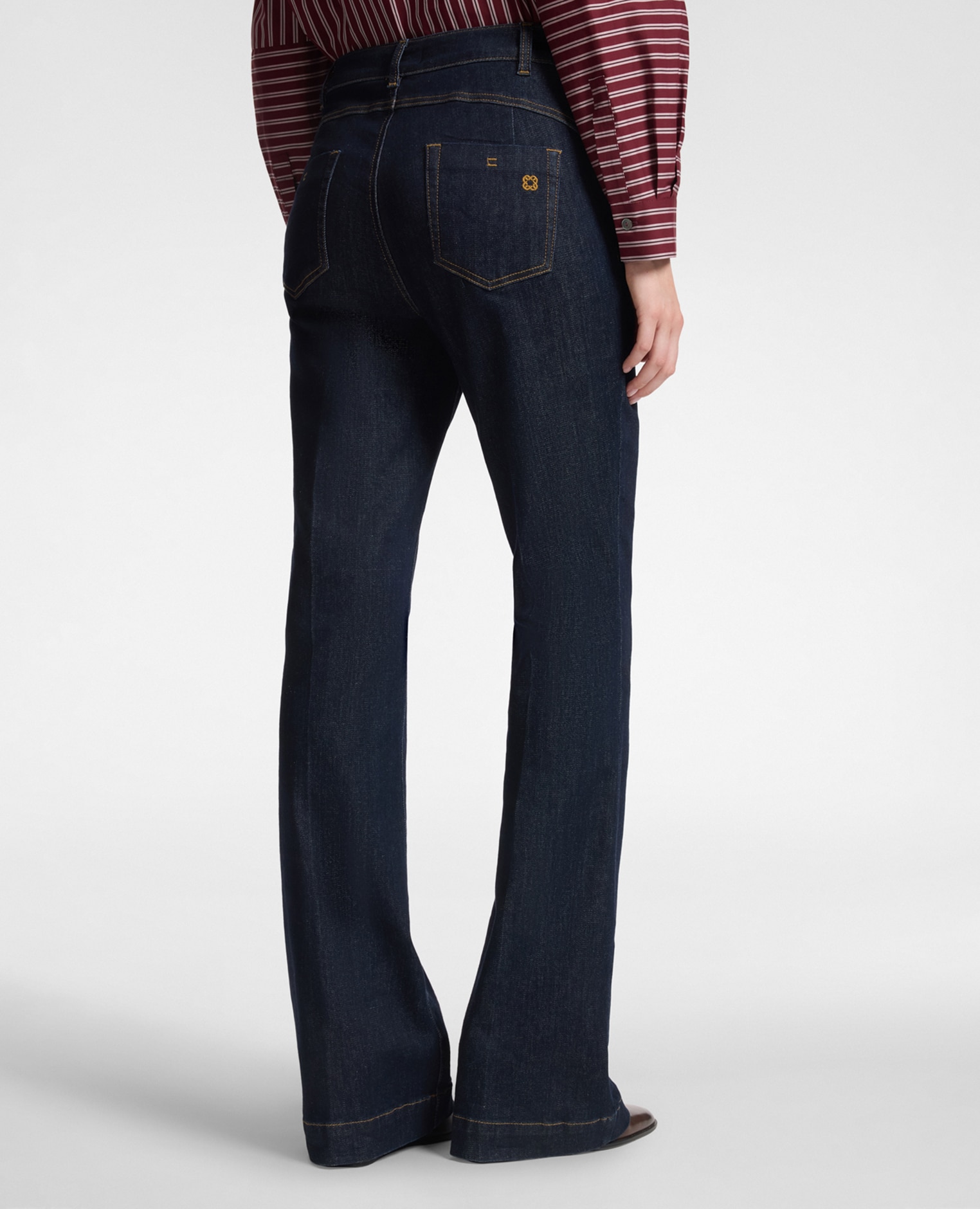 Jeans de mujer acampanados ajuste acampanado con pierna ancha cierre con botones y cremallera - Elena Miró - Azul Azul-2