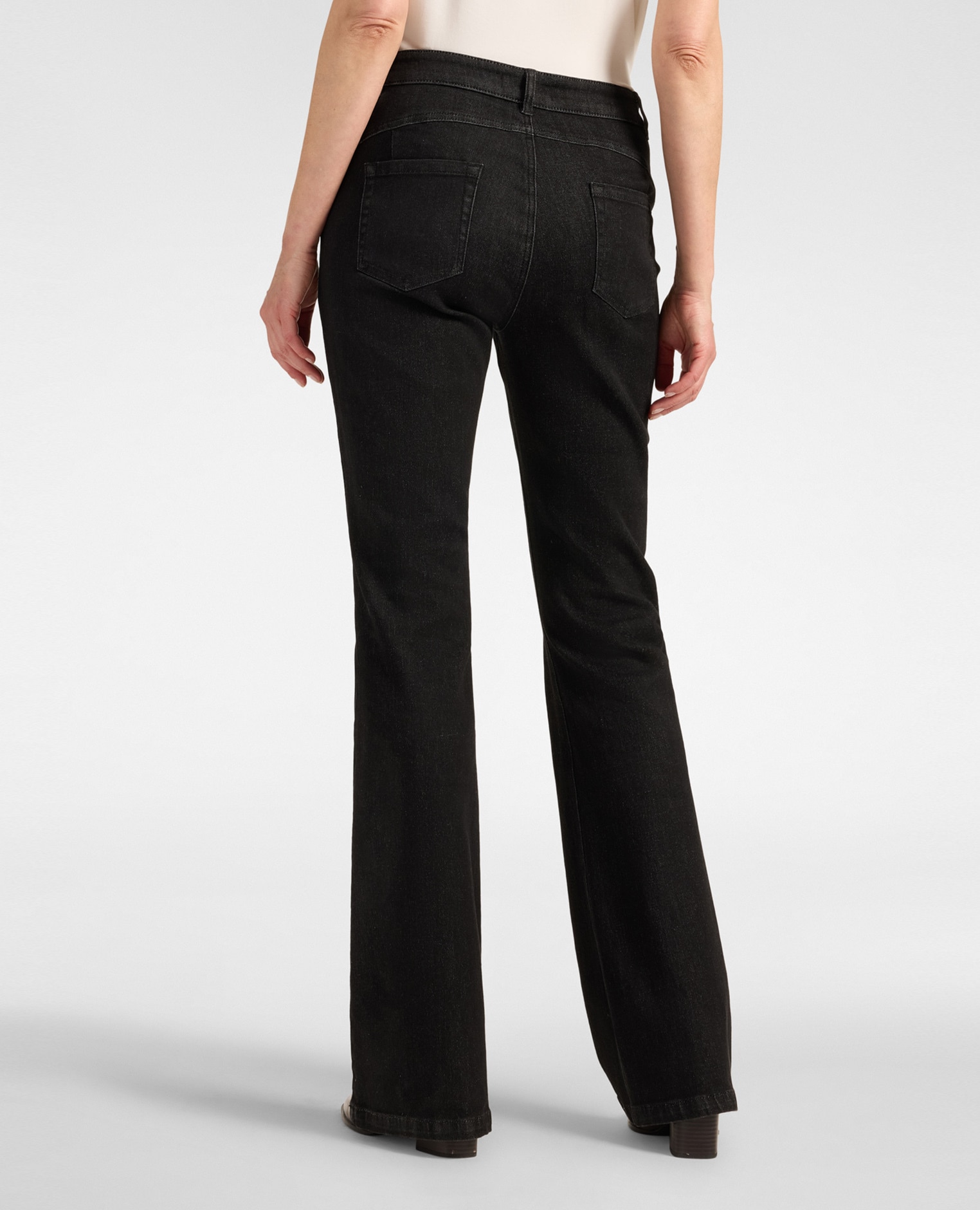 Jeans de mujer flare "florence" ajuste acampanado con pierna ancha cierre con botones y cremallera - Elena Miró - Negro Negro-2