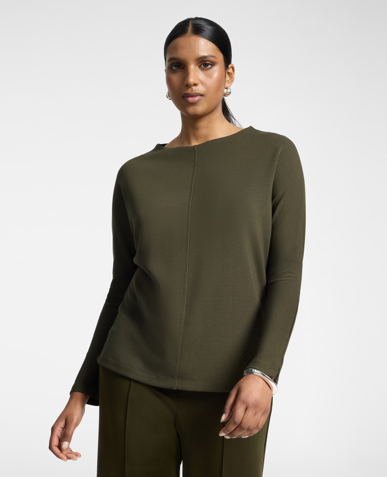 Sudadera de mujer mezcla modal ajuste regular - Elena Miró - Verde Verde-1