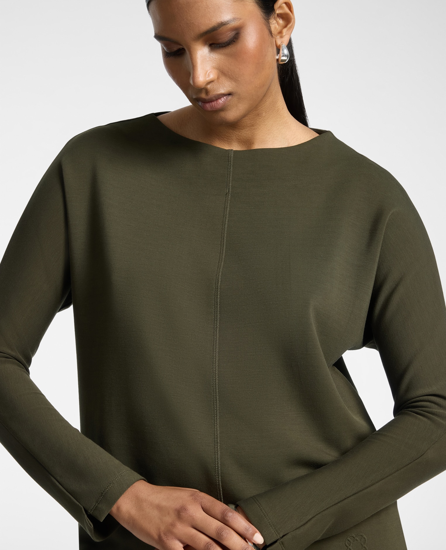 Sudadera de mujer mezcla modal ajuste regular - Elena Miró - Verde Verde-4