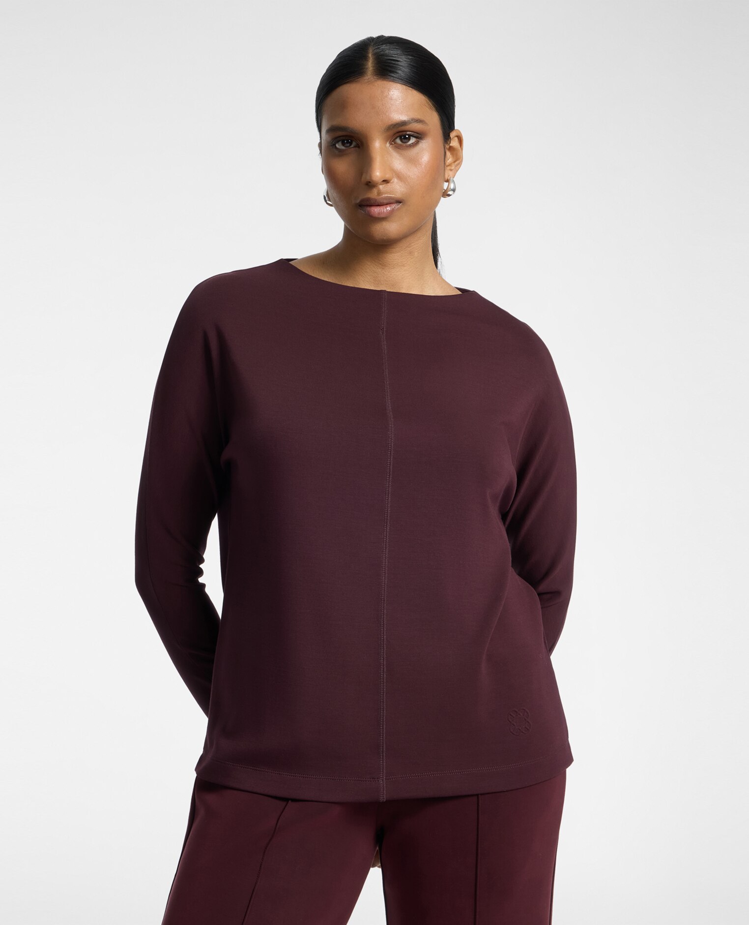 Sudadera de mujer mezcla modal ajuste regular - Elena Miró - Burdeos Burdeos-1