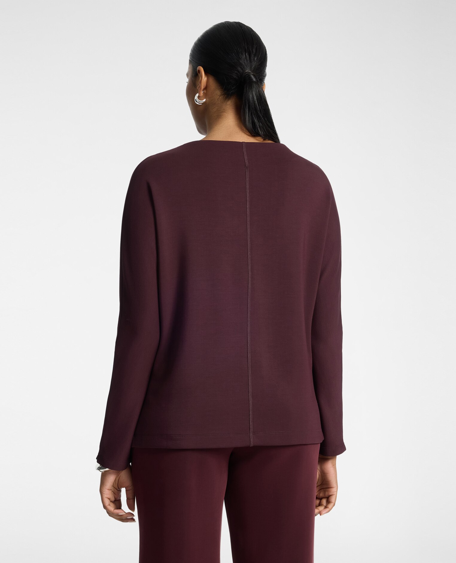 Sudadera de mujer mezcla modal ajuste regular - Elena Miró - Burdeos Burdeos-2