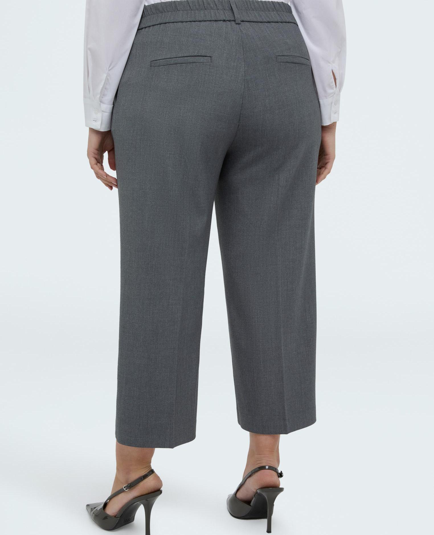 Pantalones de mujer cropped en tejido melange diseño cómodo y versátil - Fiorella Rubino - Gris Gris-2