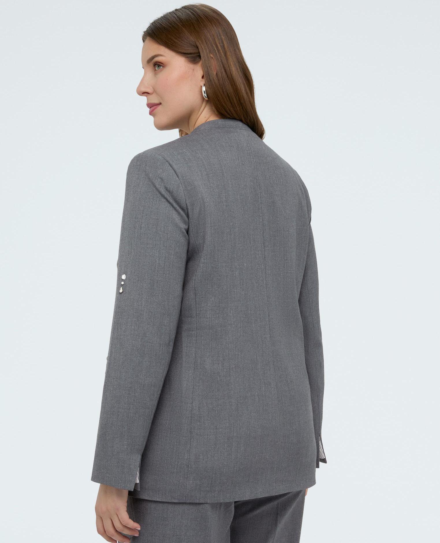 Blazer de mujer con detalles brillantes embellecida con elegantes aplicaciones - Fiorella Rubino - Gris Gris-2