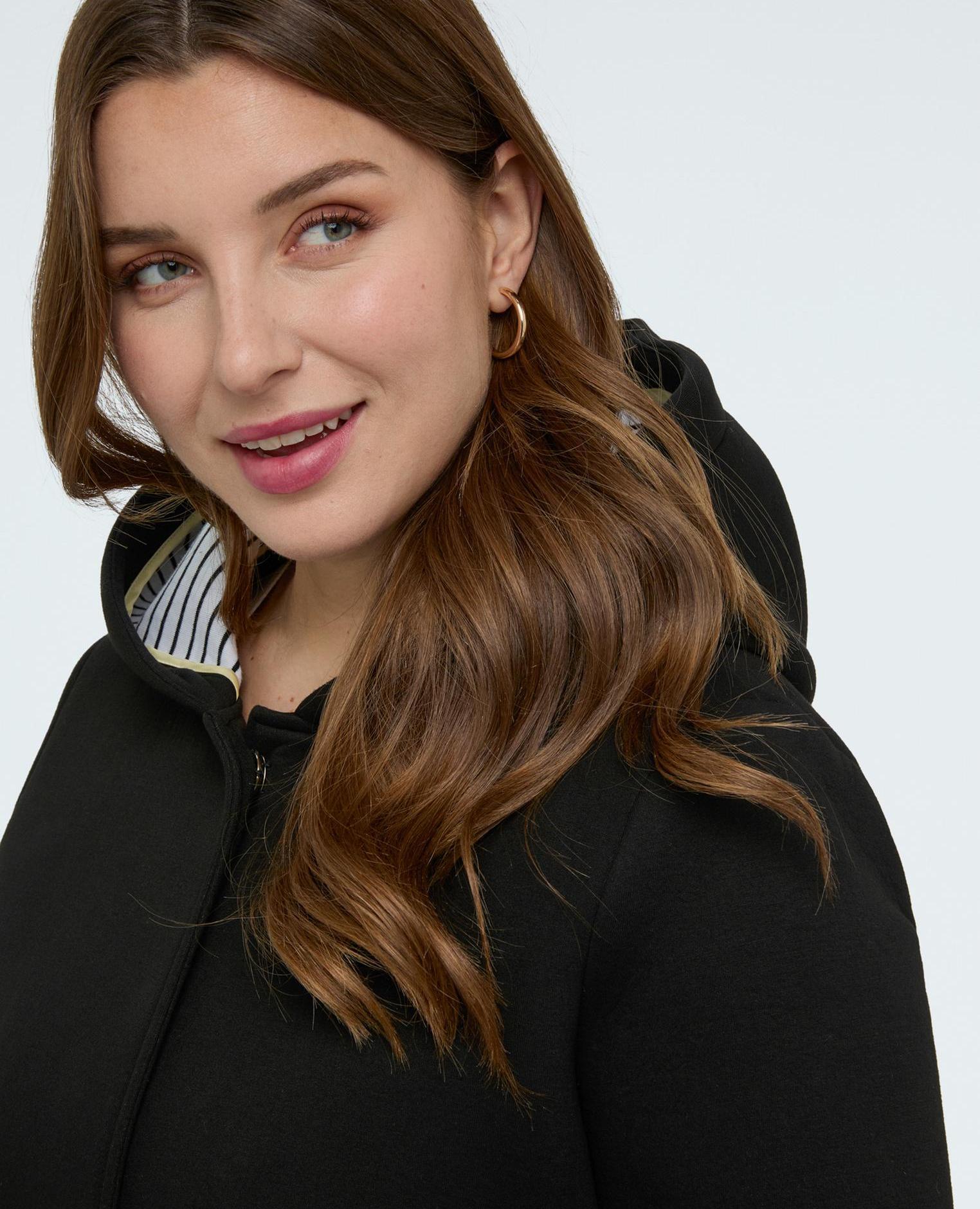 Chaqueta de mujer de neopreno con capucha - Fiorella Rubino - Negro Negro-4