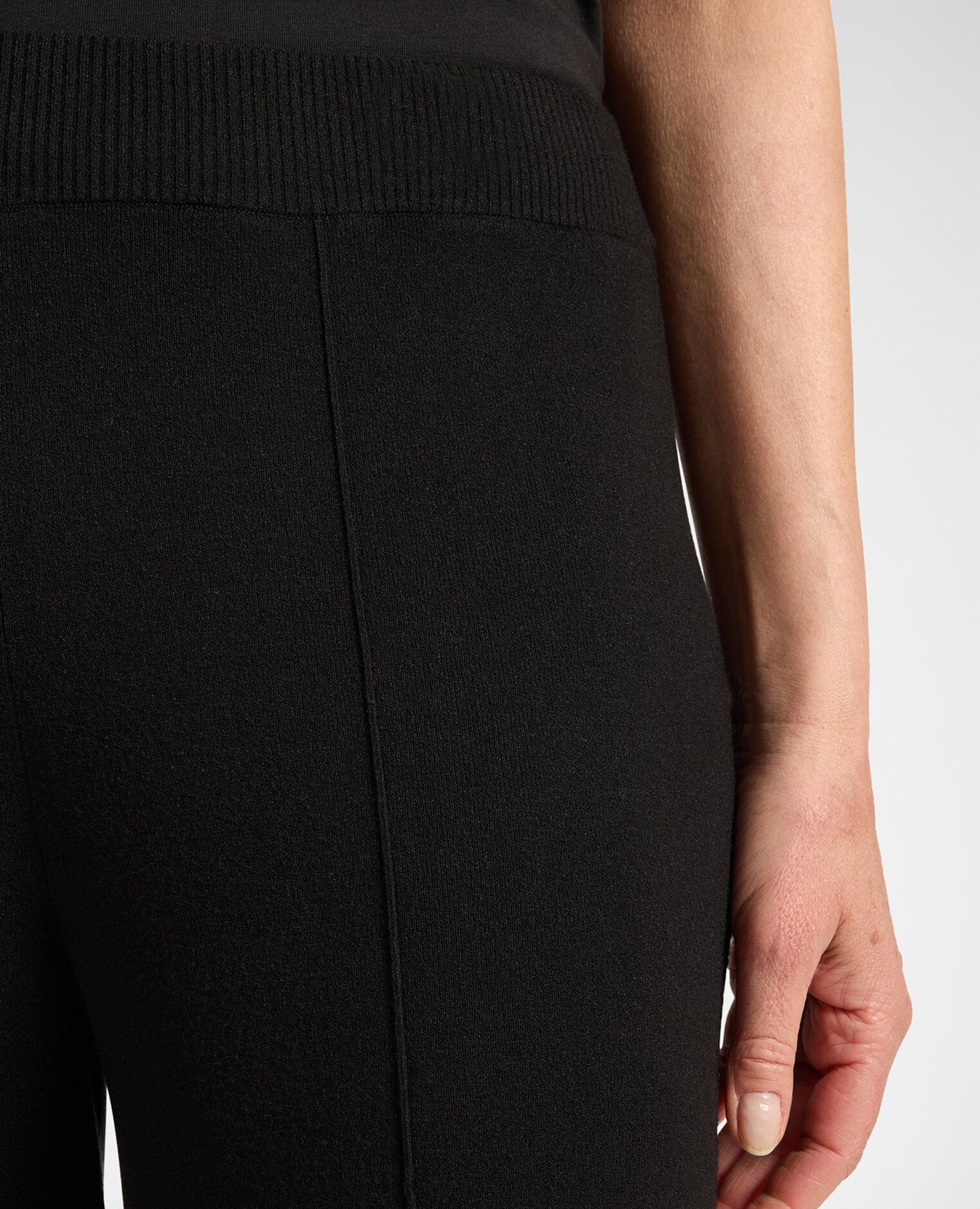 Pantalones de mujer palazzo de viscosa ajuste ancho con cierre de banda elástica en la cintura - Elena Miró - Negro Negro-4
