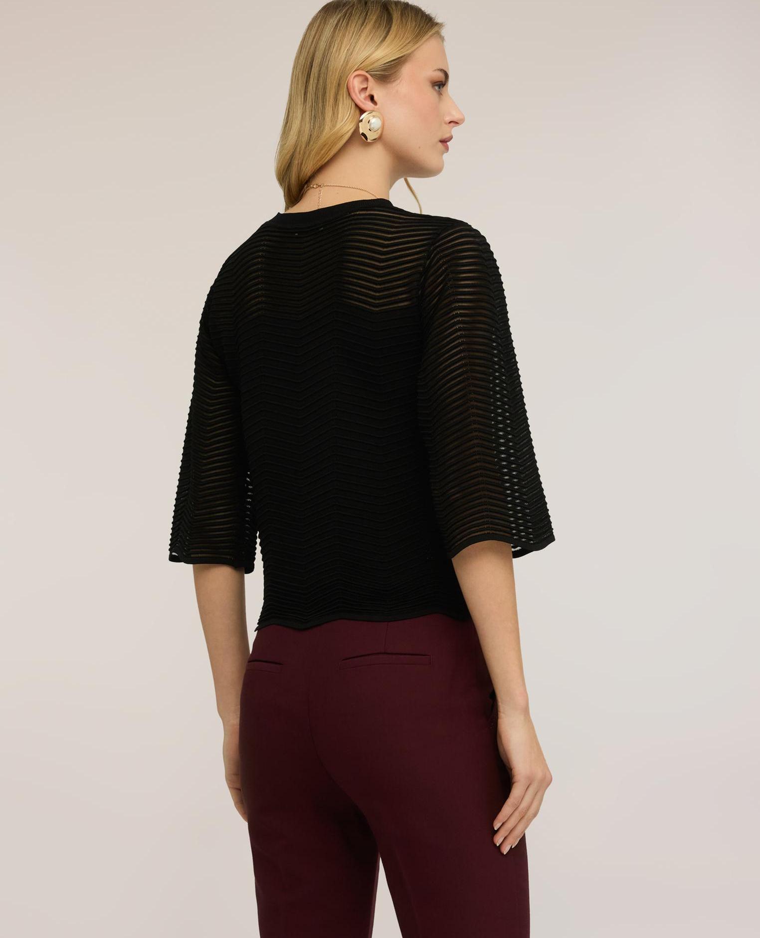 Jersey de mujer calado en mezcla de viscosa ajuste regular con trabajo ajouré - Motivi - Negro Negro-2
