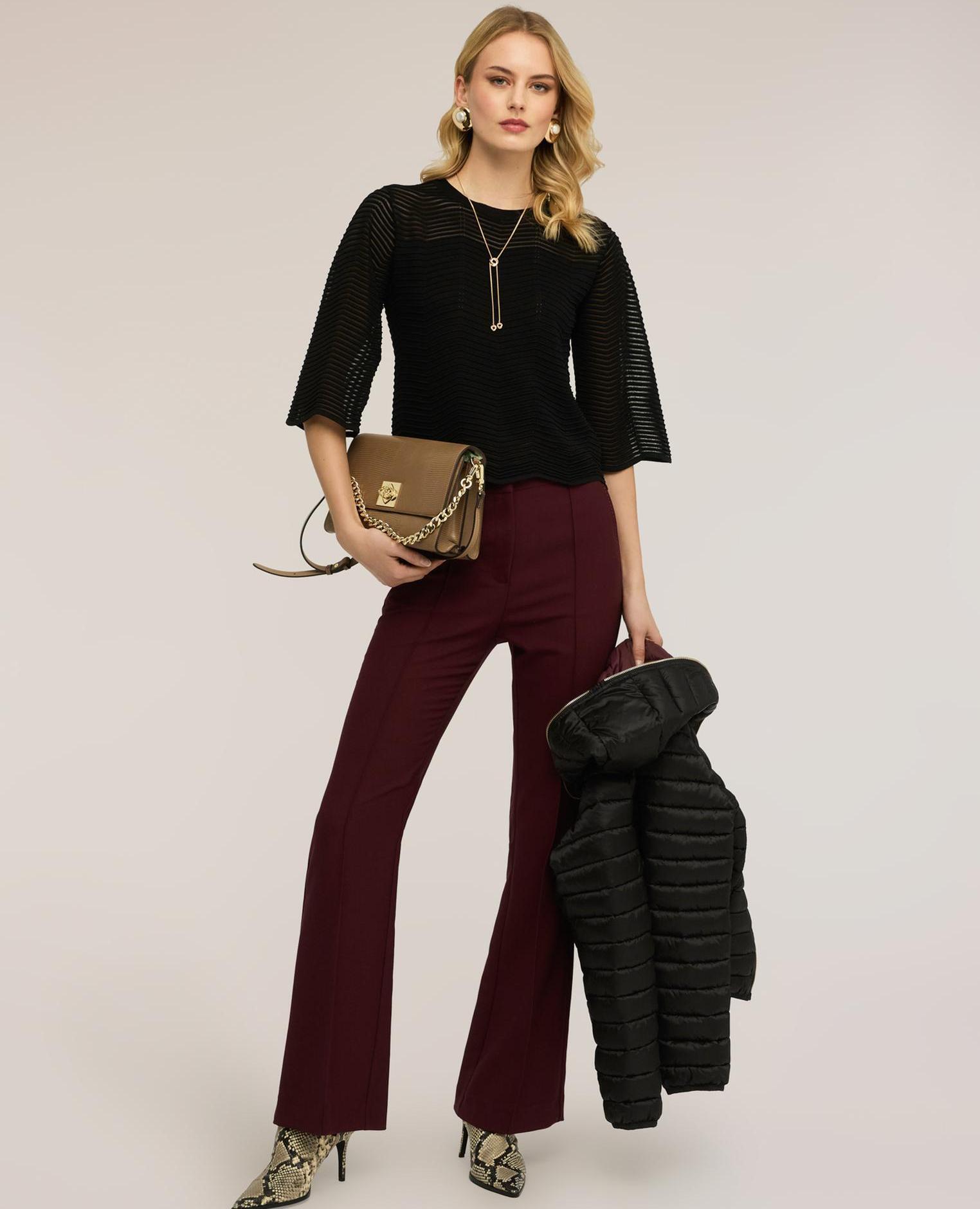 Jersey de mujer calado en mezcla de viscosa ajuste regular con trabajo ajouré - Motivi - Negro Negro-3