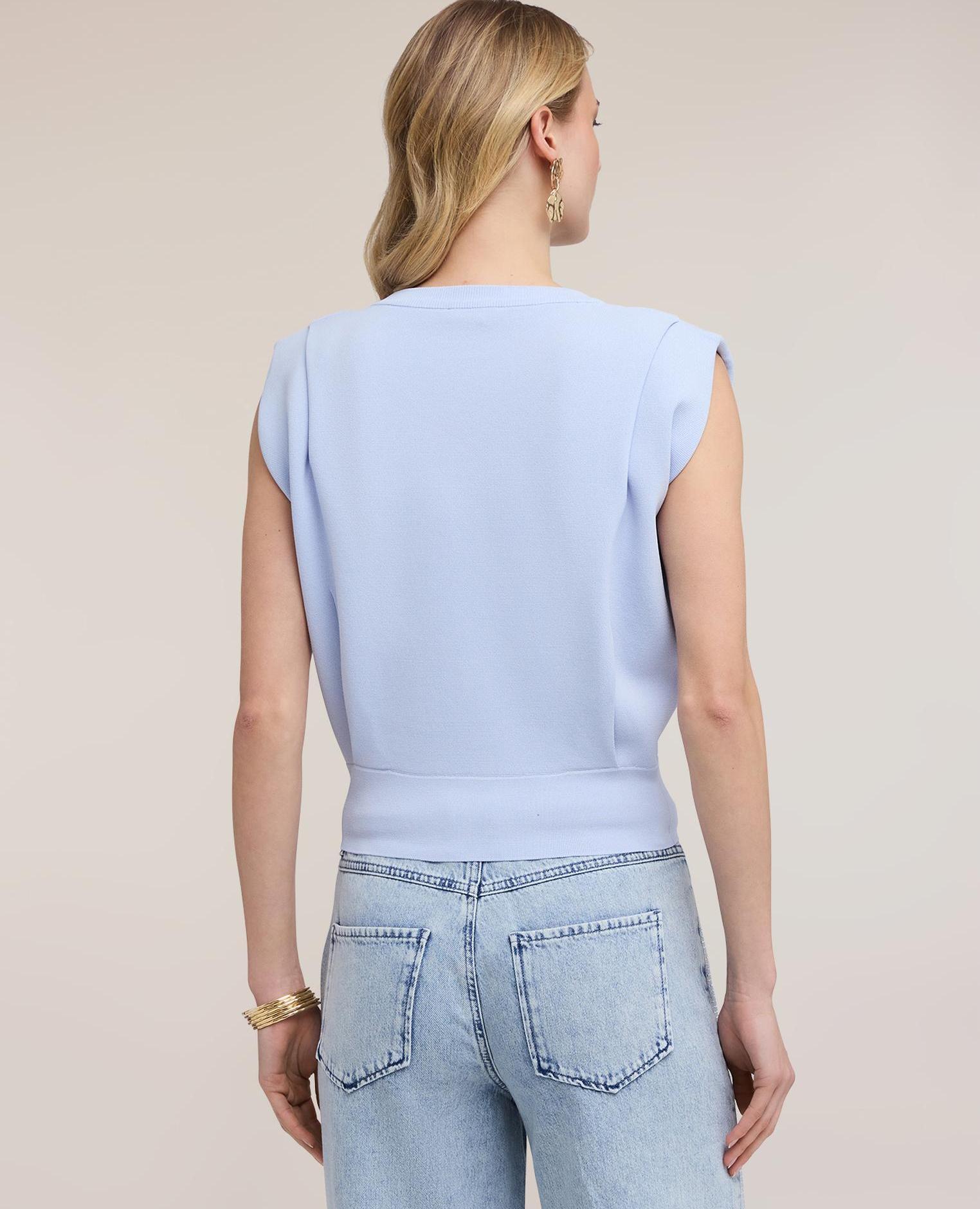 Jersey de mujer corto con tirantes modelo corto con ajuste boxy y tirantes internos - Motivi - Azul claro Azul claro-2