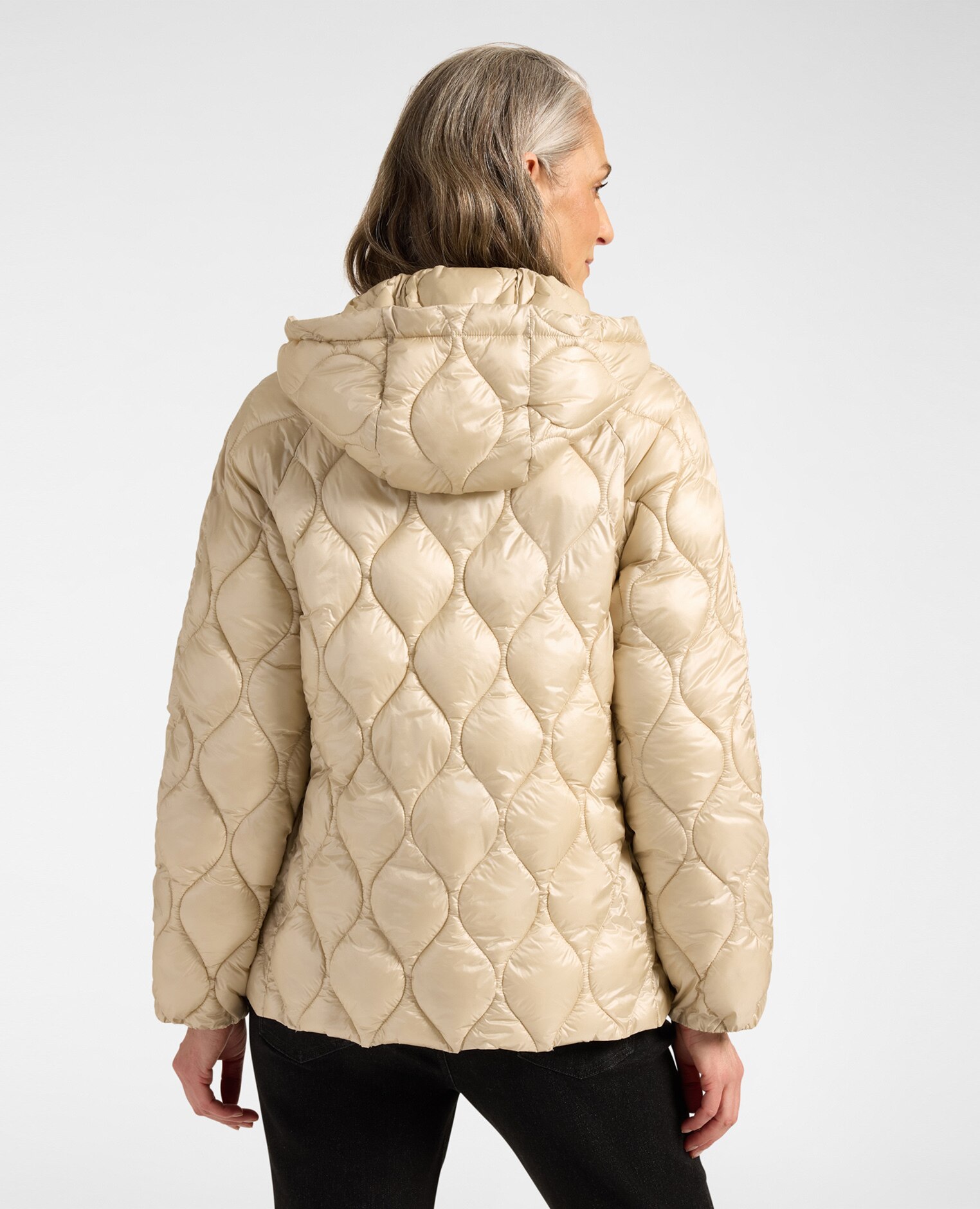 Plumífero de mujer ligero de nylon acolchado largo medio ajuste regular - Elena Miró - Beige Beige-2