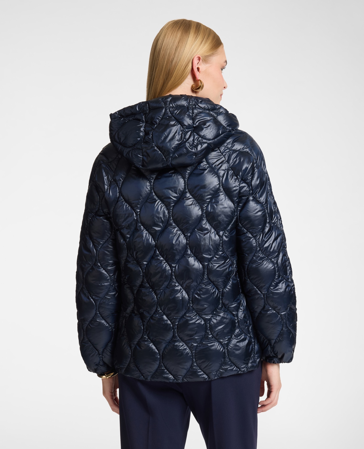Plumífero de mujer ligero de nylon acolchado largo medio ajuste regular - Elena Miró - Azul Azul-2