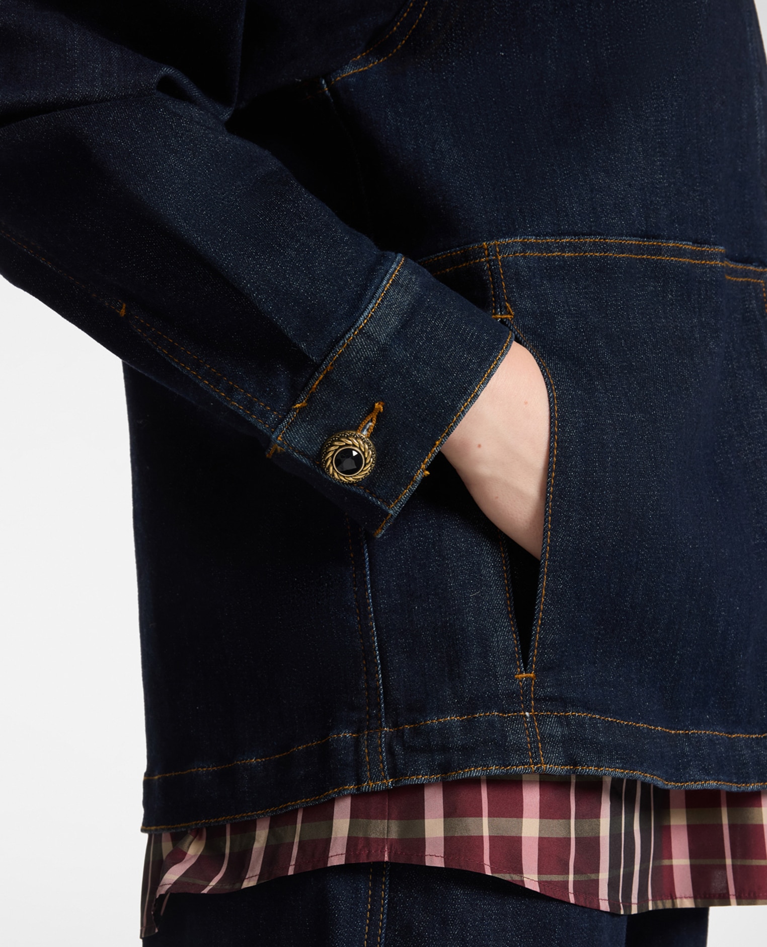 Chaqueta de mujer desestructurada en denim ajuste oversize cierre con cremallera y botones de presión - Elena Miró - Azul Azul-4